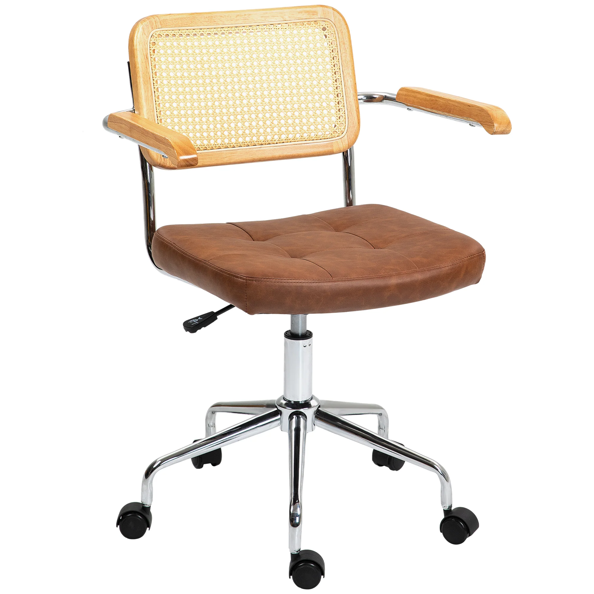 Chaise de bureau, fauteuil de bureau, fonction basculante, hauteur réglable, assise pivotante, avec accoudoirs roulettes, capacité 120 kg, marron - Image 11