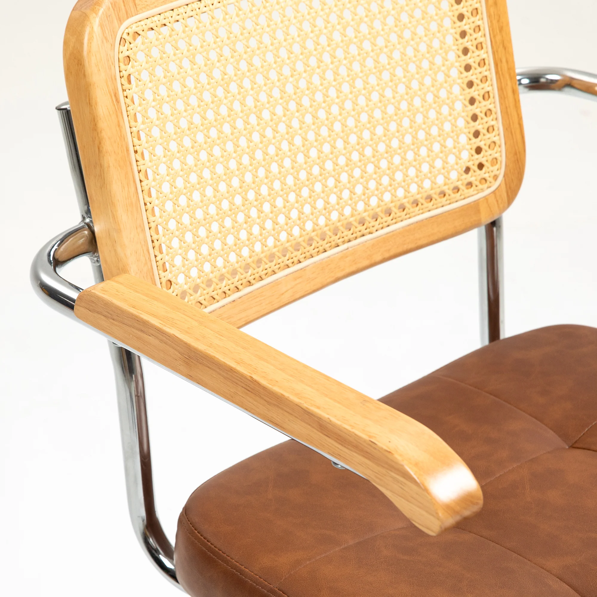 Chaise de bureau, fauteuil de bureau, fonction basculante, hauteur réglable, assise pivotante, avec accoudoirs roulettes, capacité 120 kg, marron - Image 9