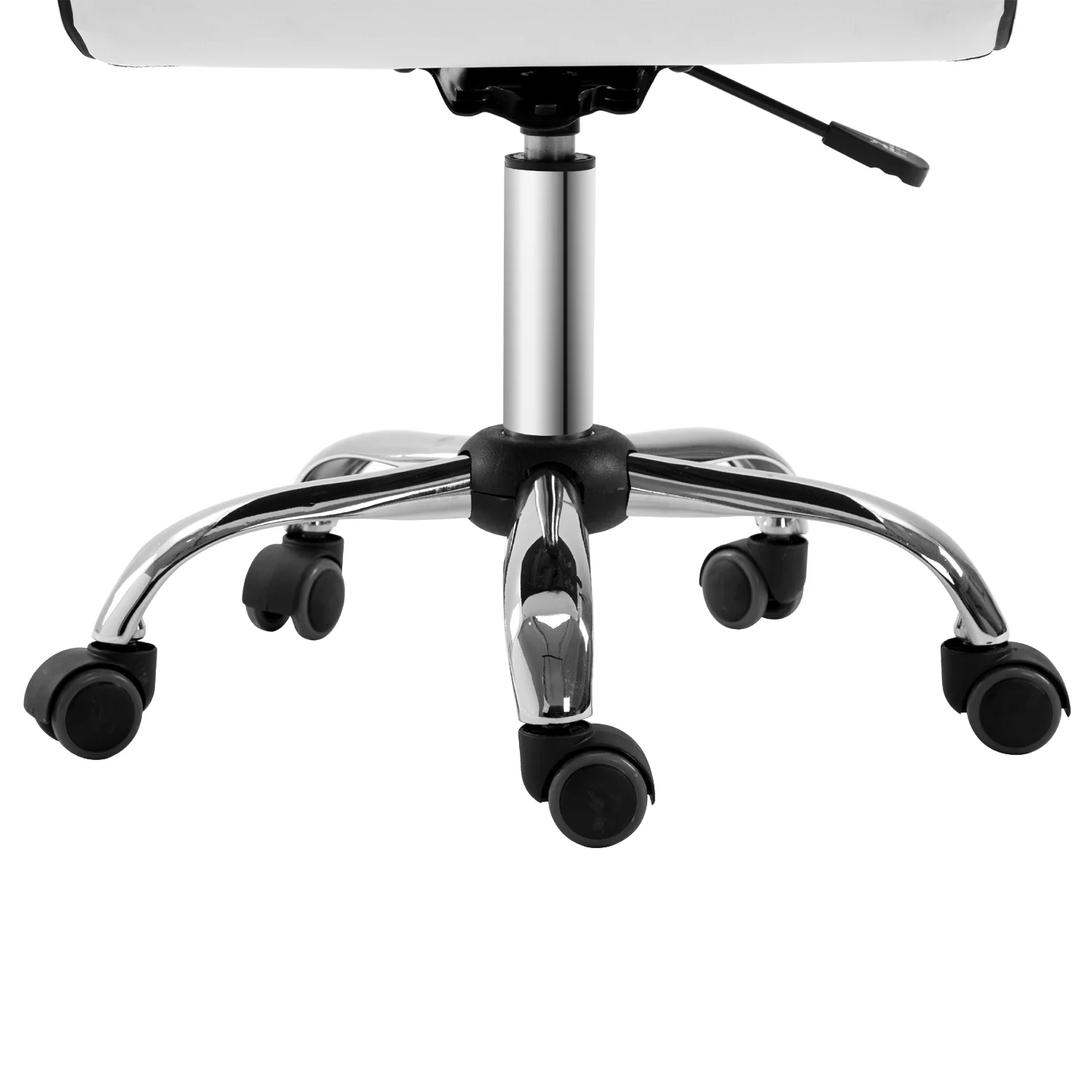 Chaise de bureau sans accoudoirs, fauteuil de bureau ergonomique, hauteur réglable, assise et dossier rembourrés et pivotant 360°, chaise d'ordinateur en similicuir pour bureau, chambre, blanc - Image 9