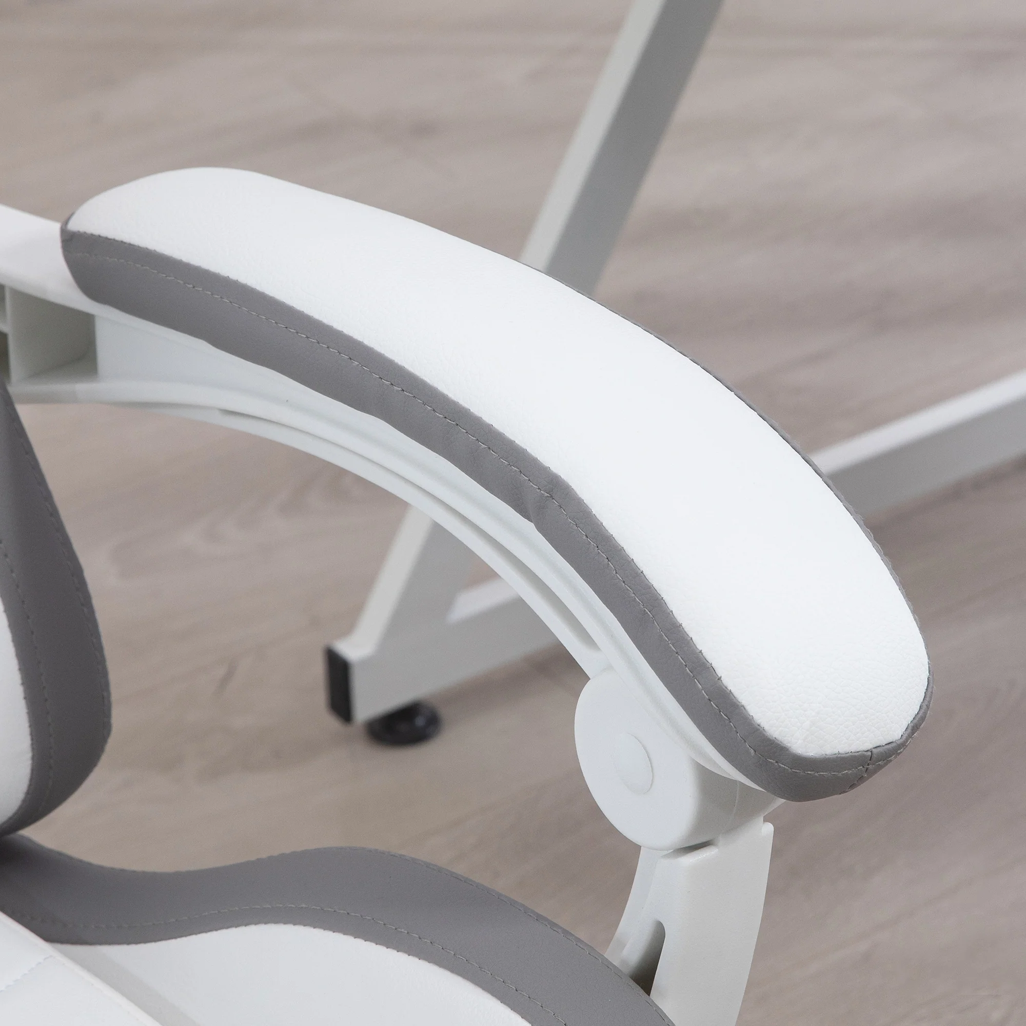 Chaise gaming fauteuil gaming ergonomique repose-pieds télescopique, dossier inclinable à 135°, appui-tête réglable et soutien lombaire, fauteuil de bureau 360° rotatif en similicuir, blanc - Image 10