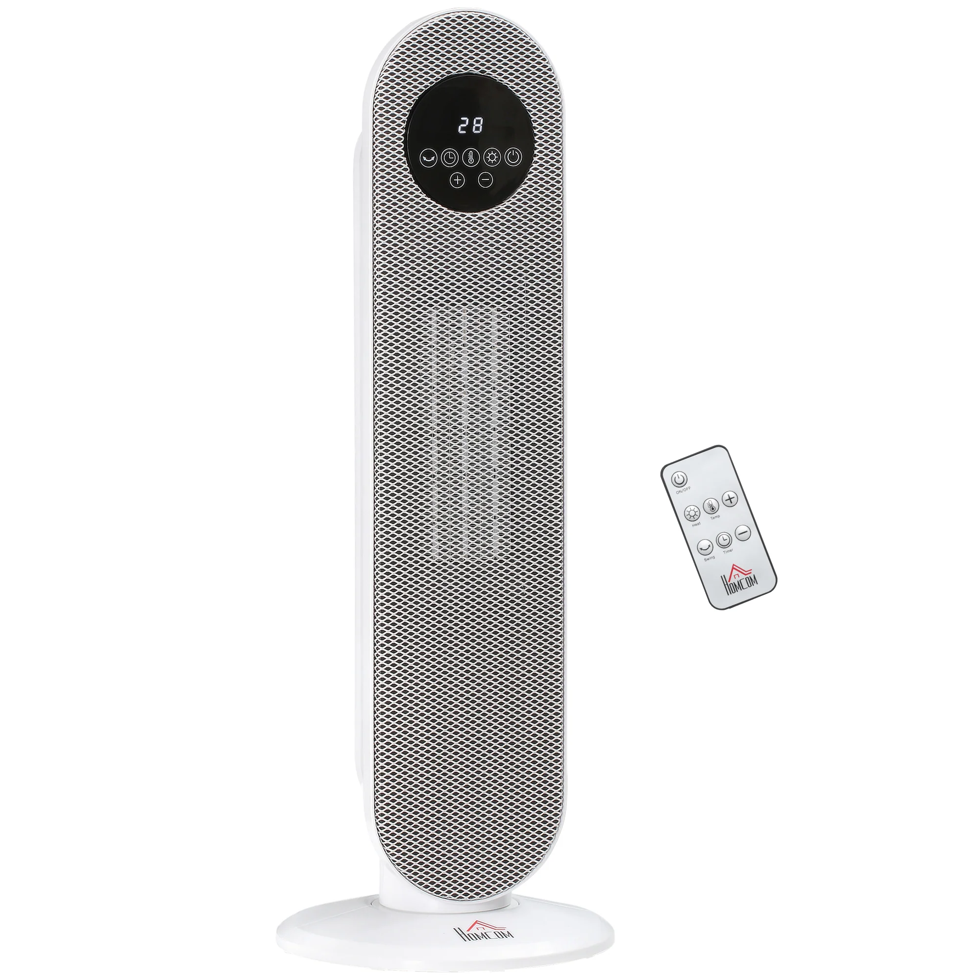 Chauffage d'appoint Radiateur soufflant Radiateur céramique oscillant 15-40°C avec Télécommande 1300/2000W, 21 x 21 x 63,5 cm - Image 11