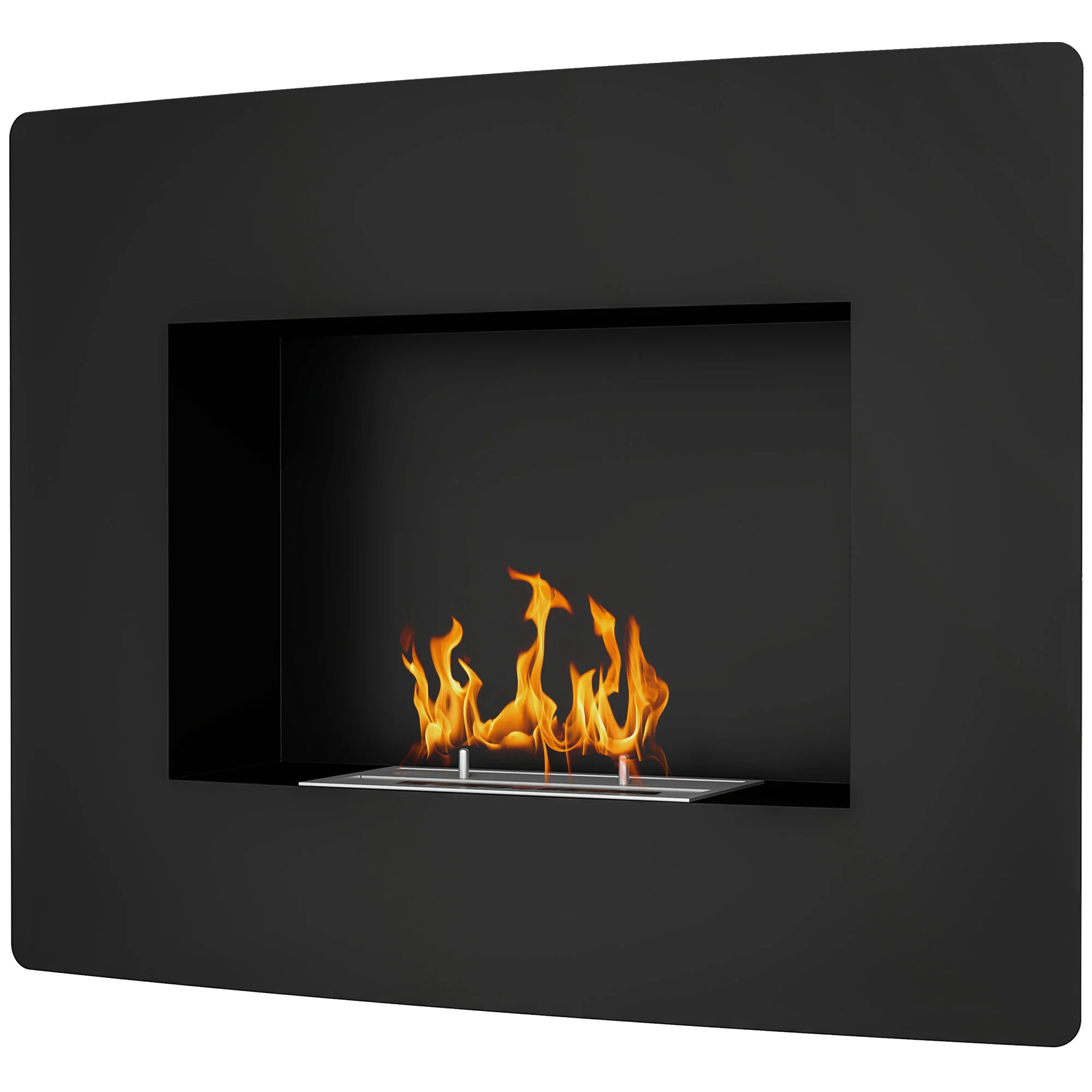 Cheminée bioéthanol encastrable, cheminée à l'éthanol avec volume de 0,9 litre, environ 3,3 h durée de combustion, poêle bioéthanol en acier inoxydable, 66 x 16 x 52 cm, noir