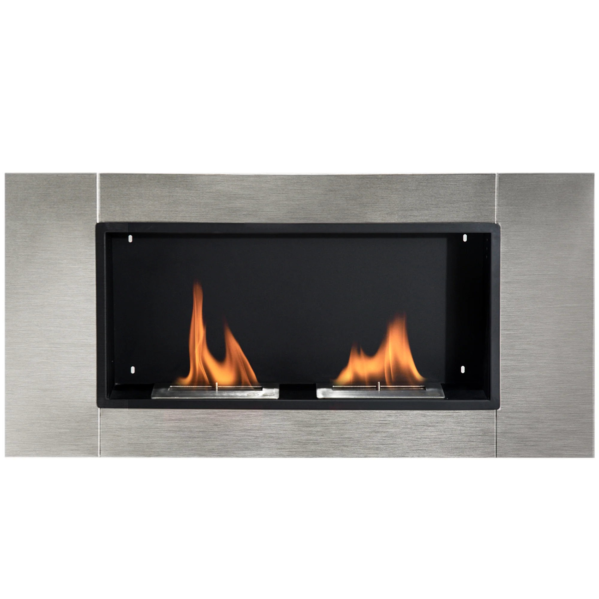 Cheminée bioéthanol Murale encastrable brûleur 2*0,9 L, environ 3 h de durée de combustion 110L x 14,5l x 54H cm Couverture 25-30 m² Acier inox - Image 11