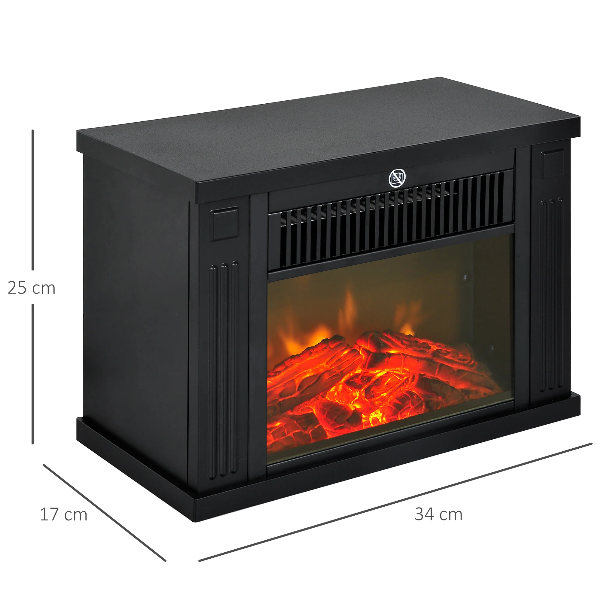 Cheminée électrique à Effet de Flamme poêle Style Contemporain Thermostat 600-1200 W Noir - Image 4