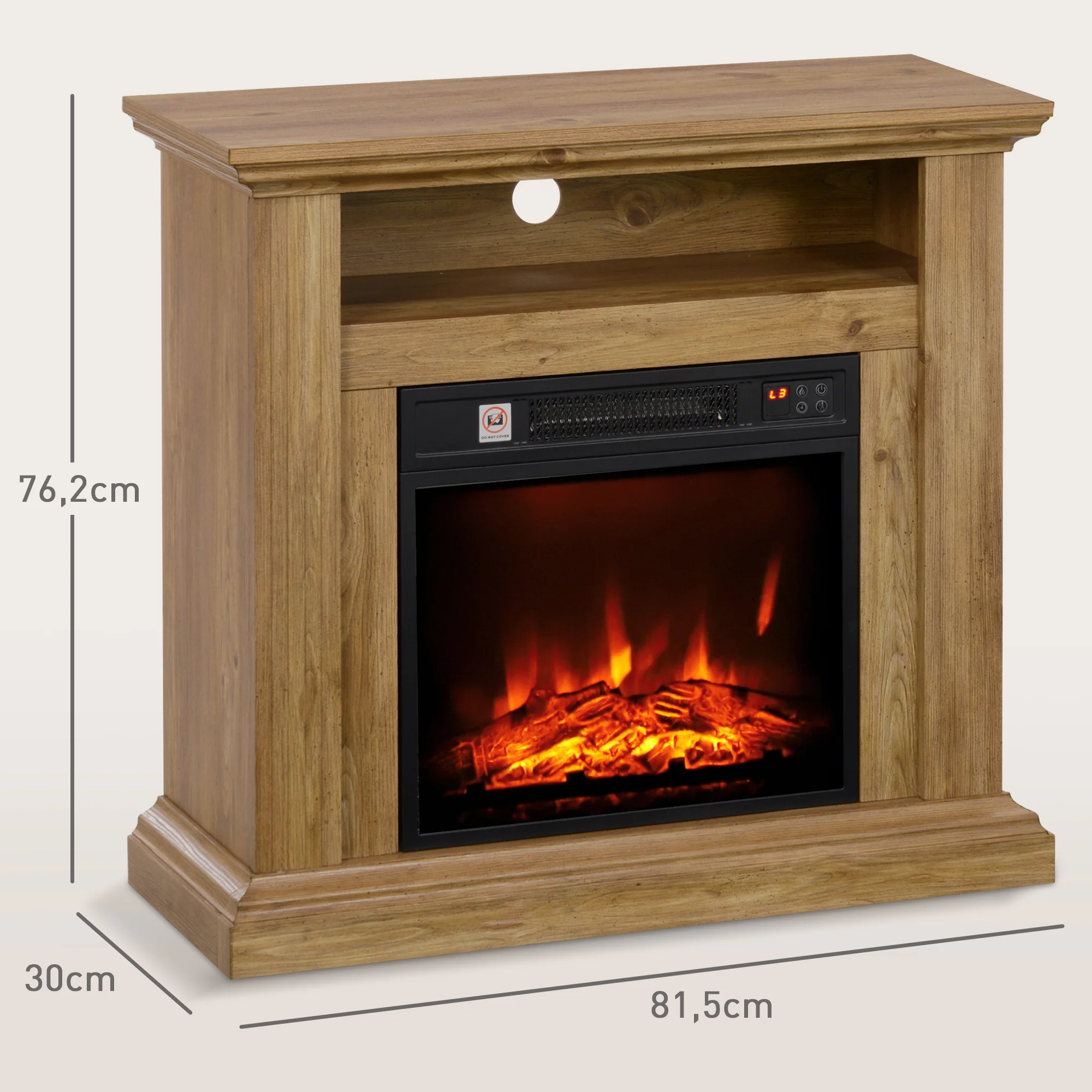 Cheminée électrique, effet flamme 3D, chauffage 1800W, luminosité réglable, télécommande, minuterie, cheminée décorative, sécurité renforcée, 81,5 x 30 x 76,2 cm, brun effet bois - Image 4