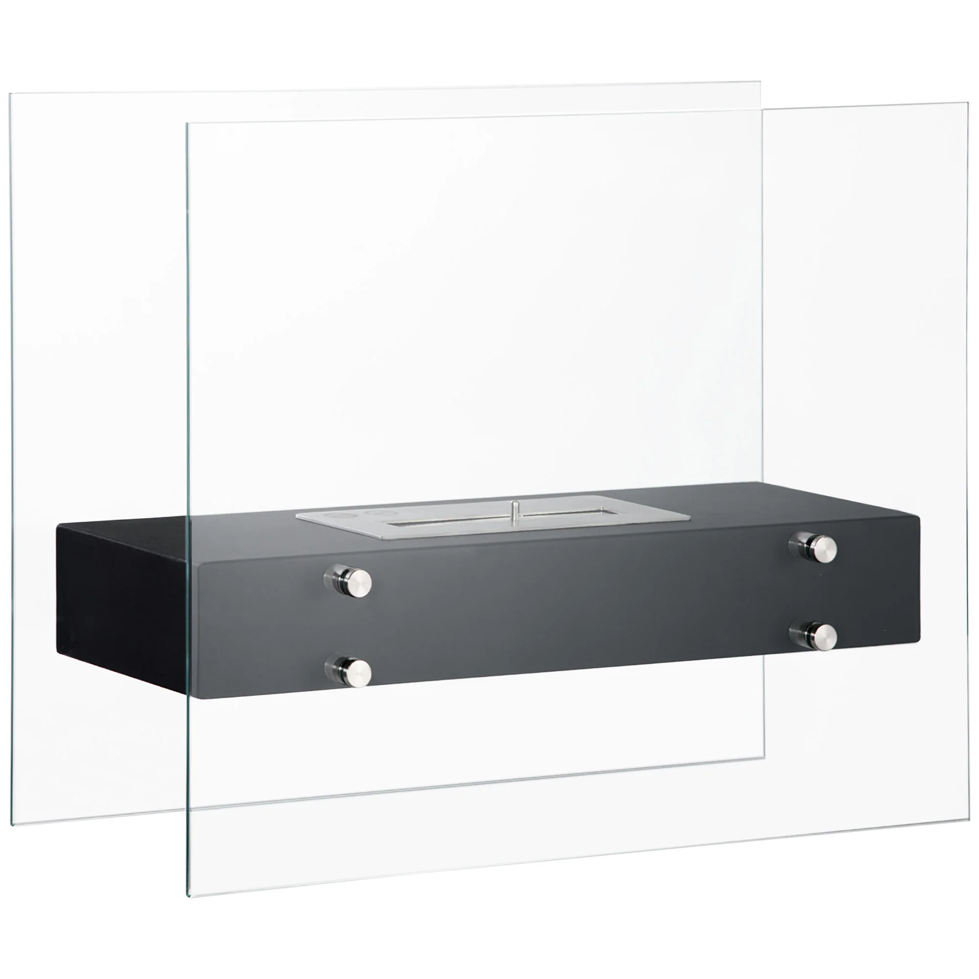 Cheminée éthanol à Poser en métal et Verre trempé avec réservoir 1,5 L, environ 3 h de durée de combustion Couverture 25 m² - dim. 60L x 26l x 50H cm - Image 2