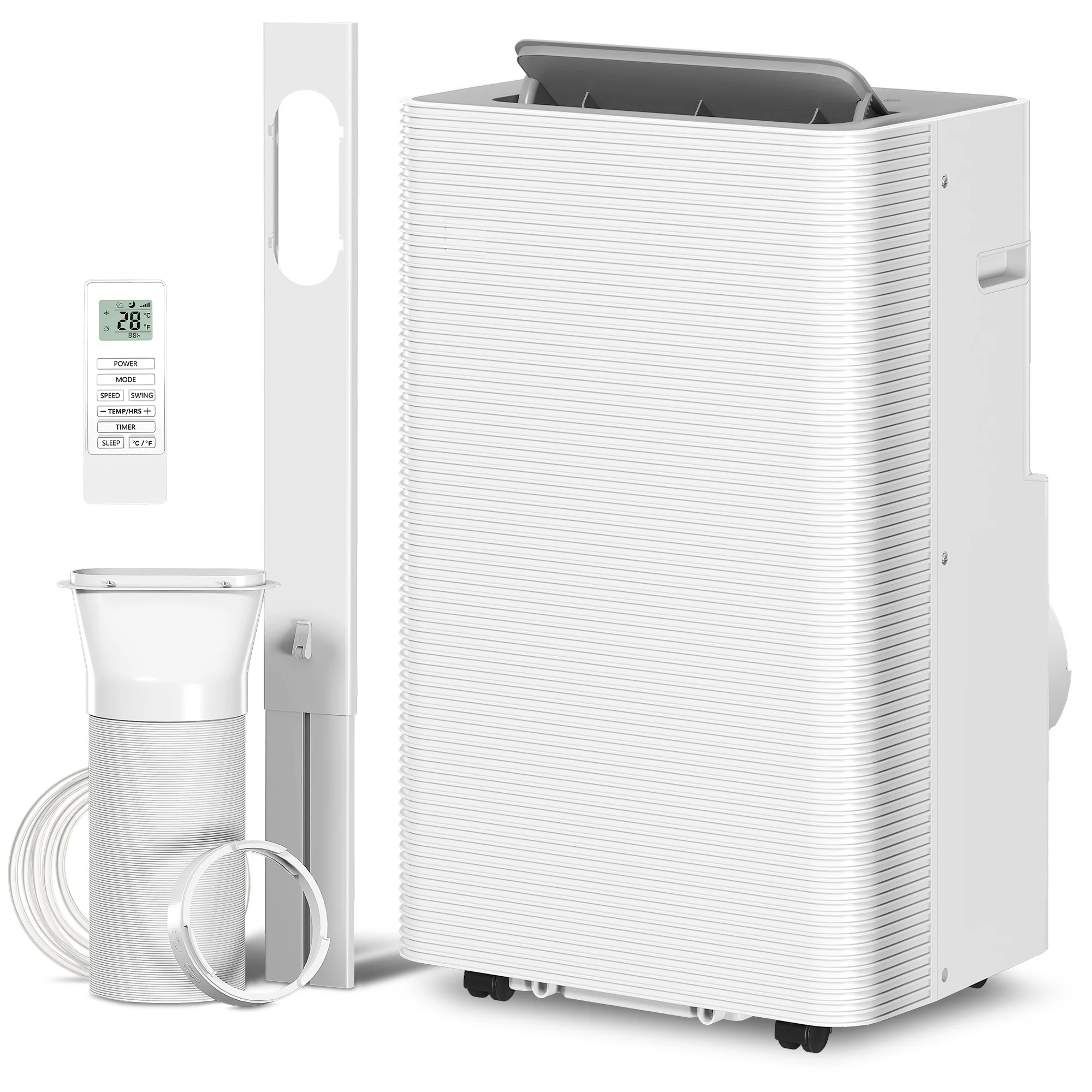 Climatiseur mobile 12000 BTU, climatiseur portable 4 en 1, refroidissement, déshumidificateur, ventilateur, mode nuit, télécommande, minuteur 24H, oscillation, 3 vitesses, pièces 35m2, classe A
