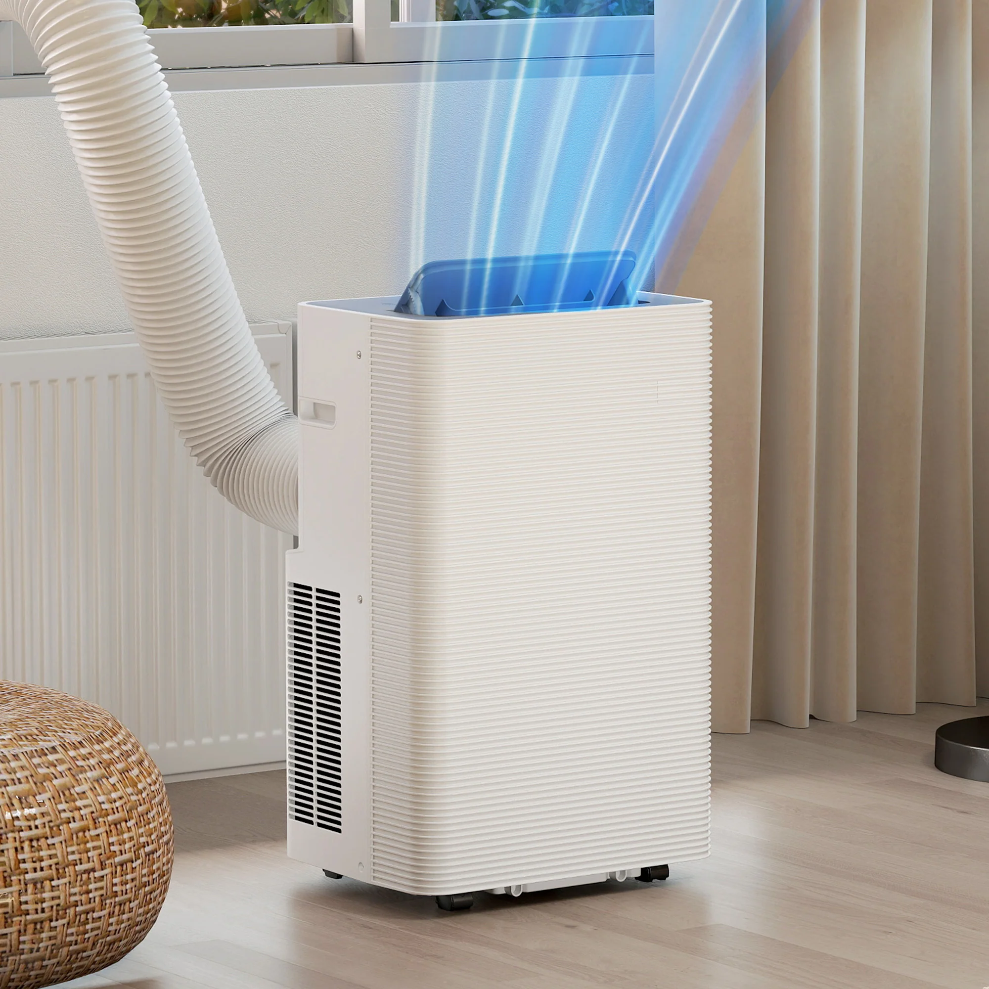 Climatiseur mobile 12000 BTU, climatiseur portable 4 en 1, refroidissement, déshumidificateur, ventilateur, mode nuit, télécommande, minuteur 24H, oscillation, 3 vitesses, pièces 35m2, classe A - Image 11