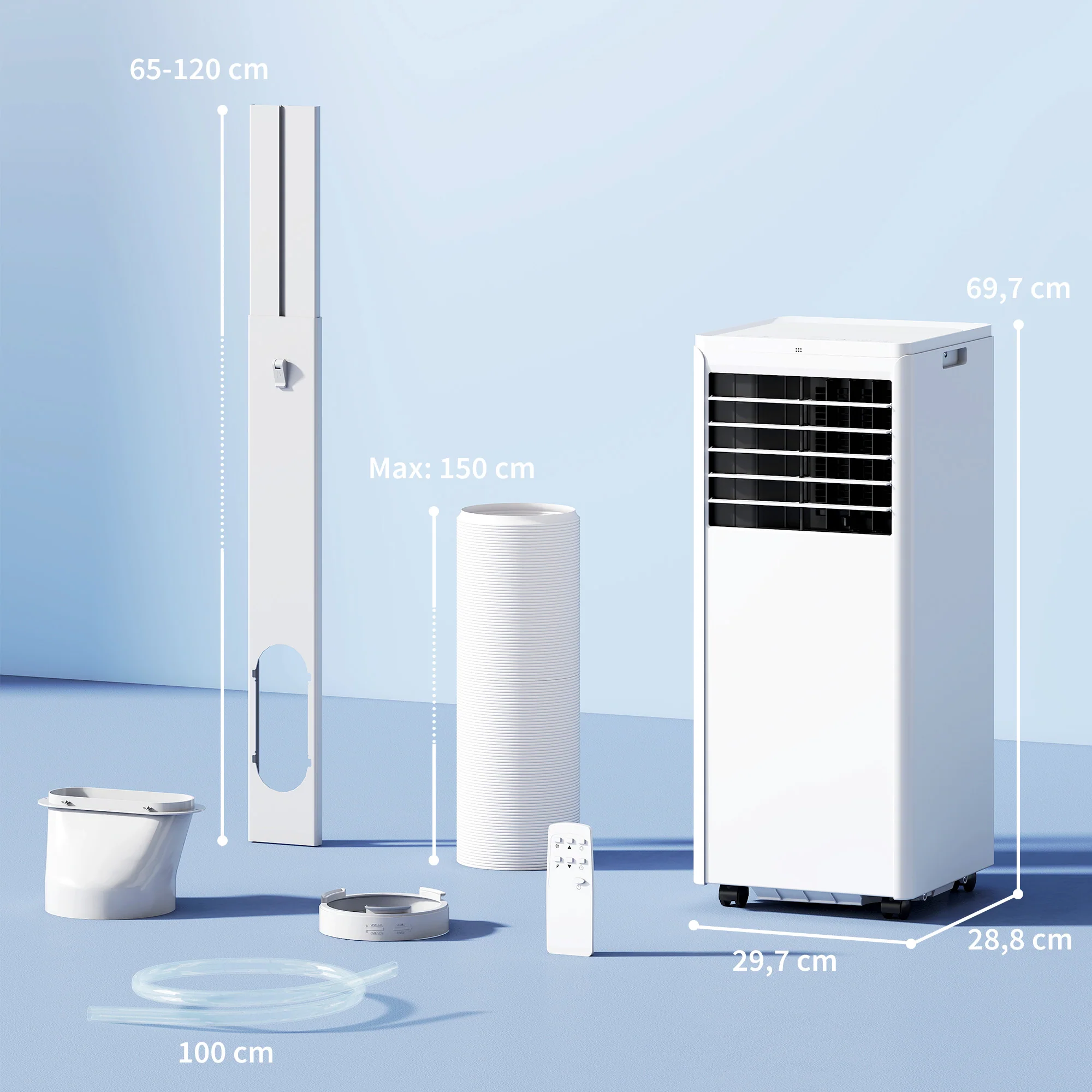 Climatiseur mobile 7000 BTU, climatiseur portable 4 en 1, refroidissement, déshumidificateur, ventilateur, mode nuit, télécommande, minuteur 24H, 2 Vitesses, pour pièces 30 m2, classe A - Image 4