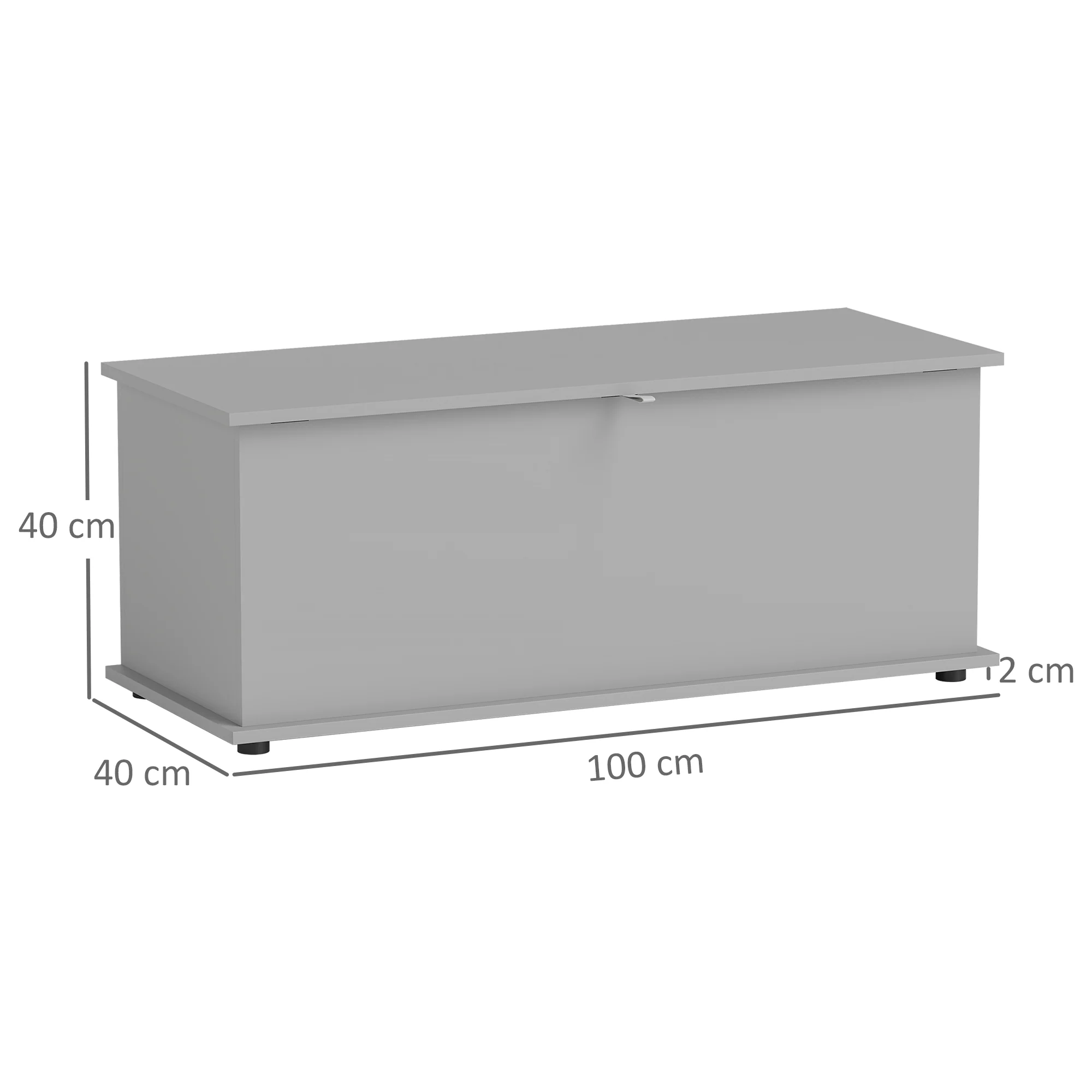 Coffre de rangement, banc de rangement avec couvercle rabattable et charnières de sécurité, banc chaussures, meuble d'entrée, couloir, chambre, salon, 100 x 40 x 40 cm, gris - Image 4