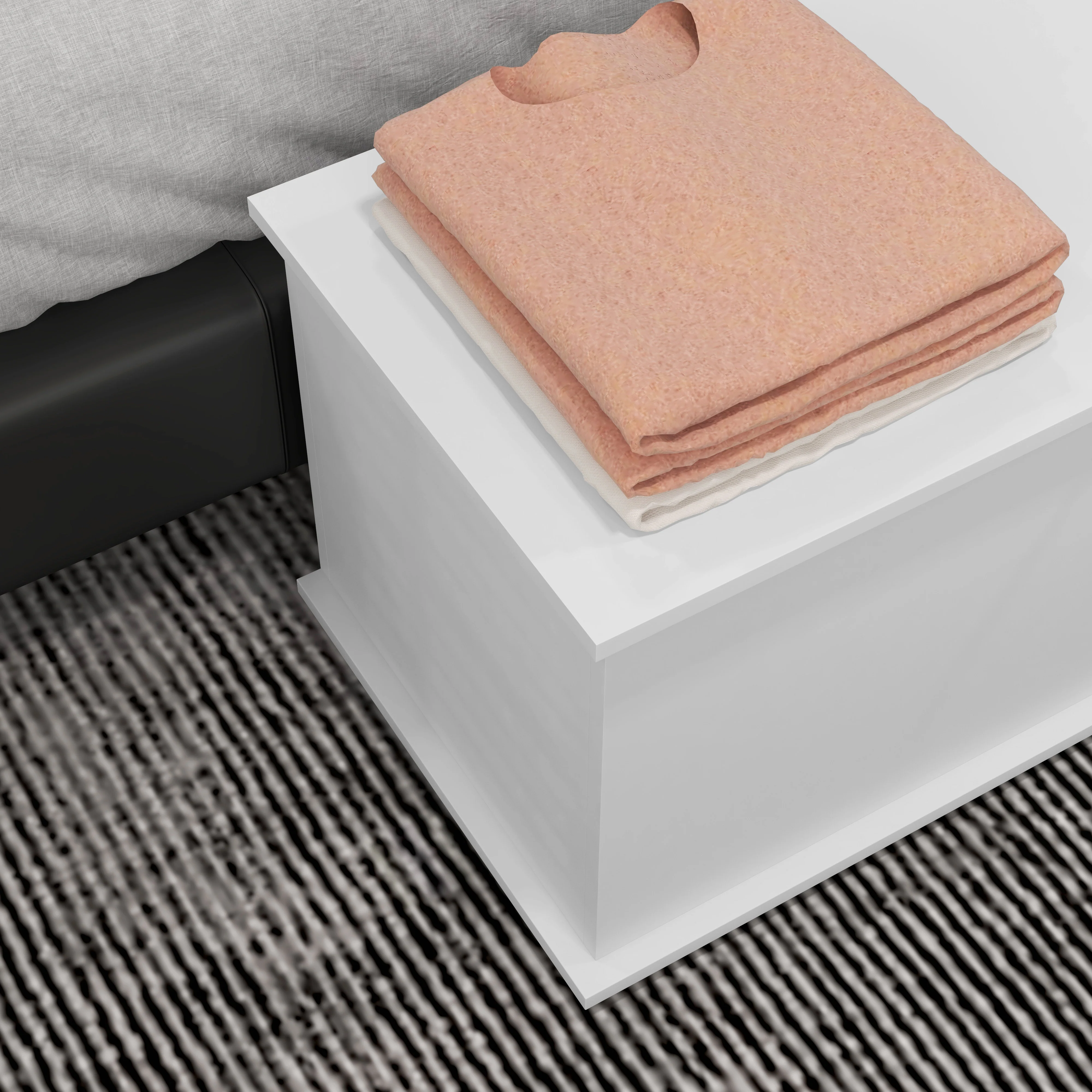 Coffre de rangement, banc de rangement avec couvercle rabattable et charnières de sécurité, banc chaussures, meuble d'entrée, couloir, chambre, salon, 80 x 40 x 40 cm, blanc - Image 10
