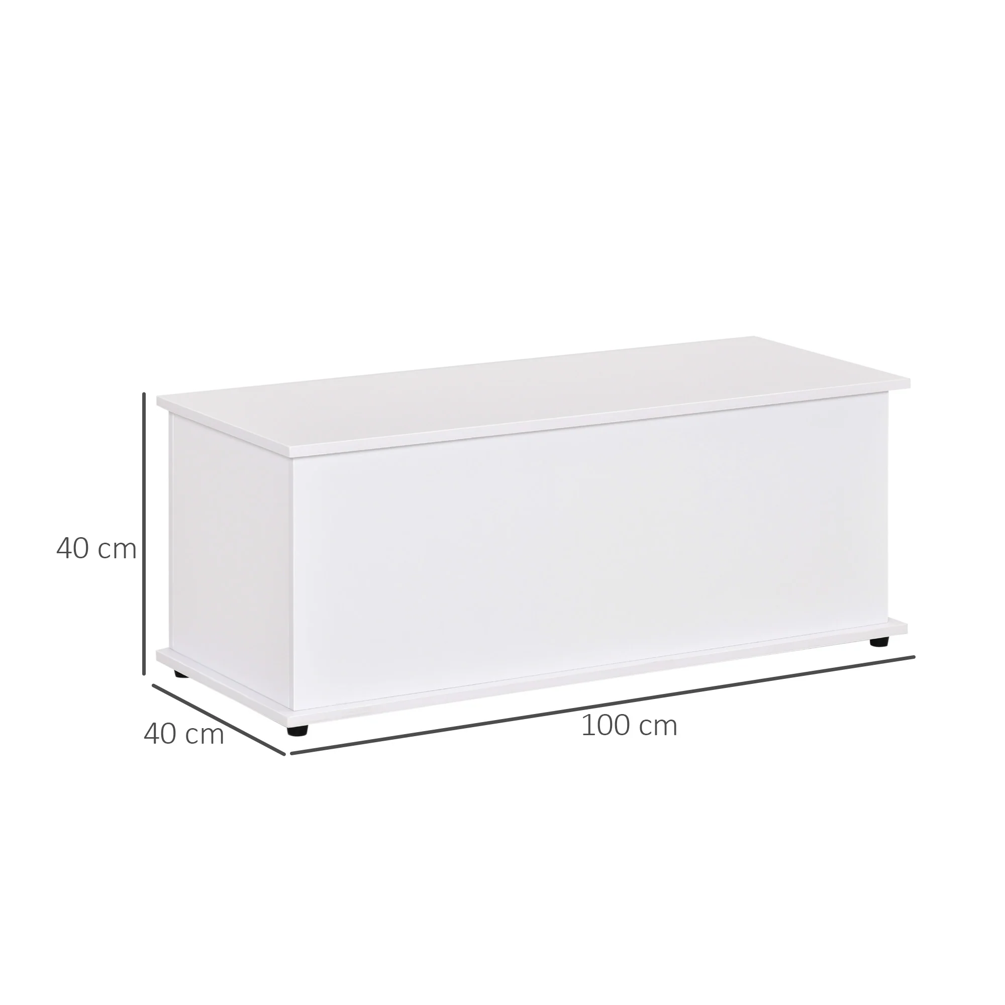 Coffre de rangement, banc de rangement avec couvercle rabattable et charnières de sécurité, banc chaussures, meuble d'entrée, couloir, chambre, salon, 100 x 40 x 40 cm, blanc - Image 4