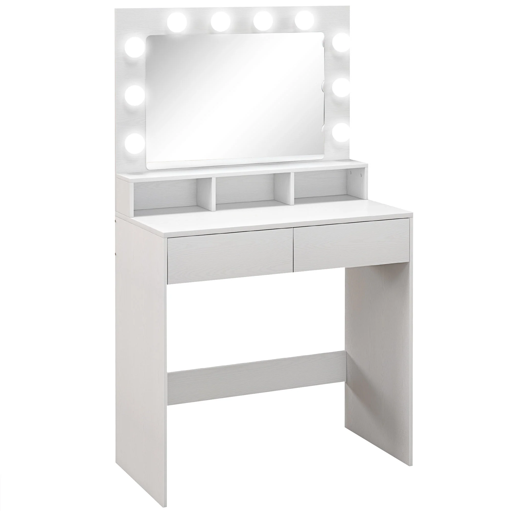 Coiffeuse avec miroir Hollywood, table de maquillage avec tiroirs, 3 modes d'éclairage, 10 ampoules, coiffeuse moderne pour chambre à coucher, salon, 80 x 40 x 135 cm, blanc - Image 11