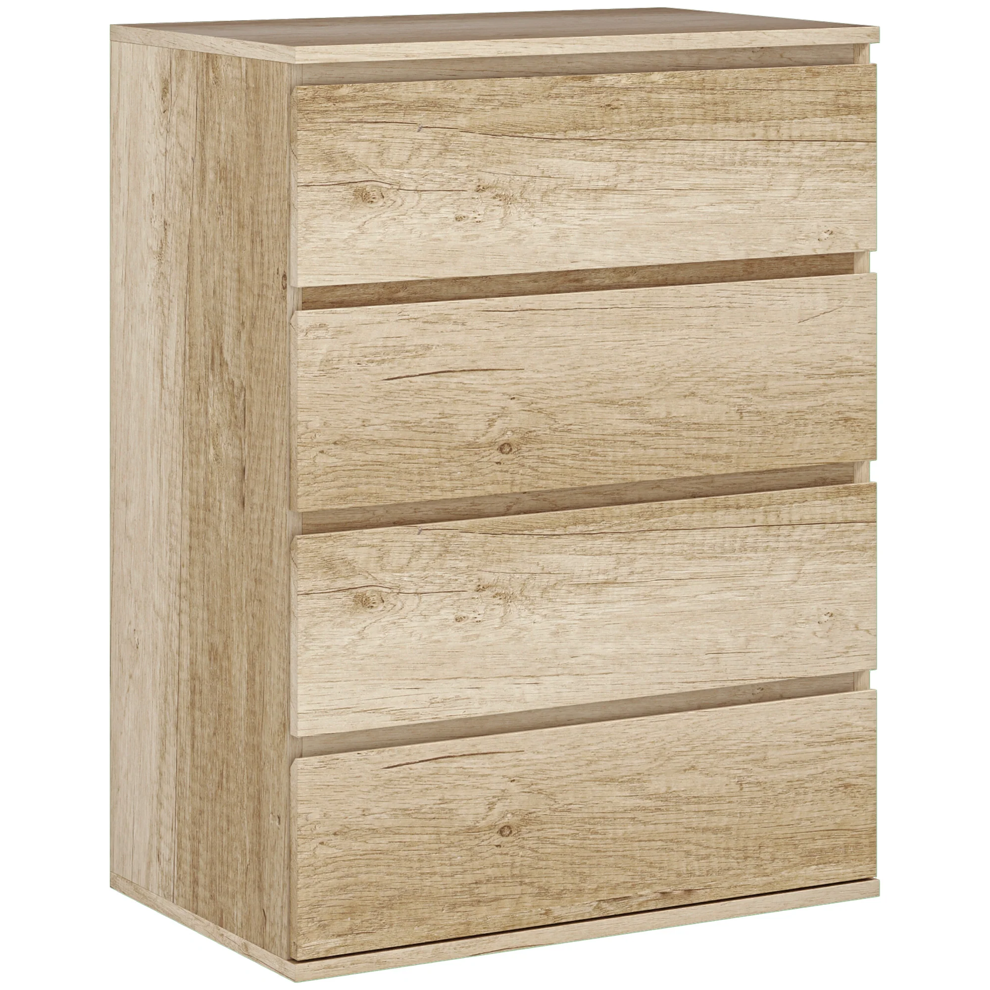 Commode 4 tiroirs commode chambre meuble de rangement épuré style moderne avec mécanisme de fermeture en douceur, pour chambre à coucher, salon - 60 x 40 x 80 cm, bois naturel - Image 11