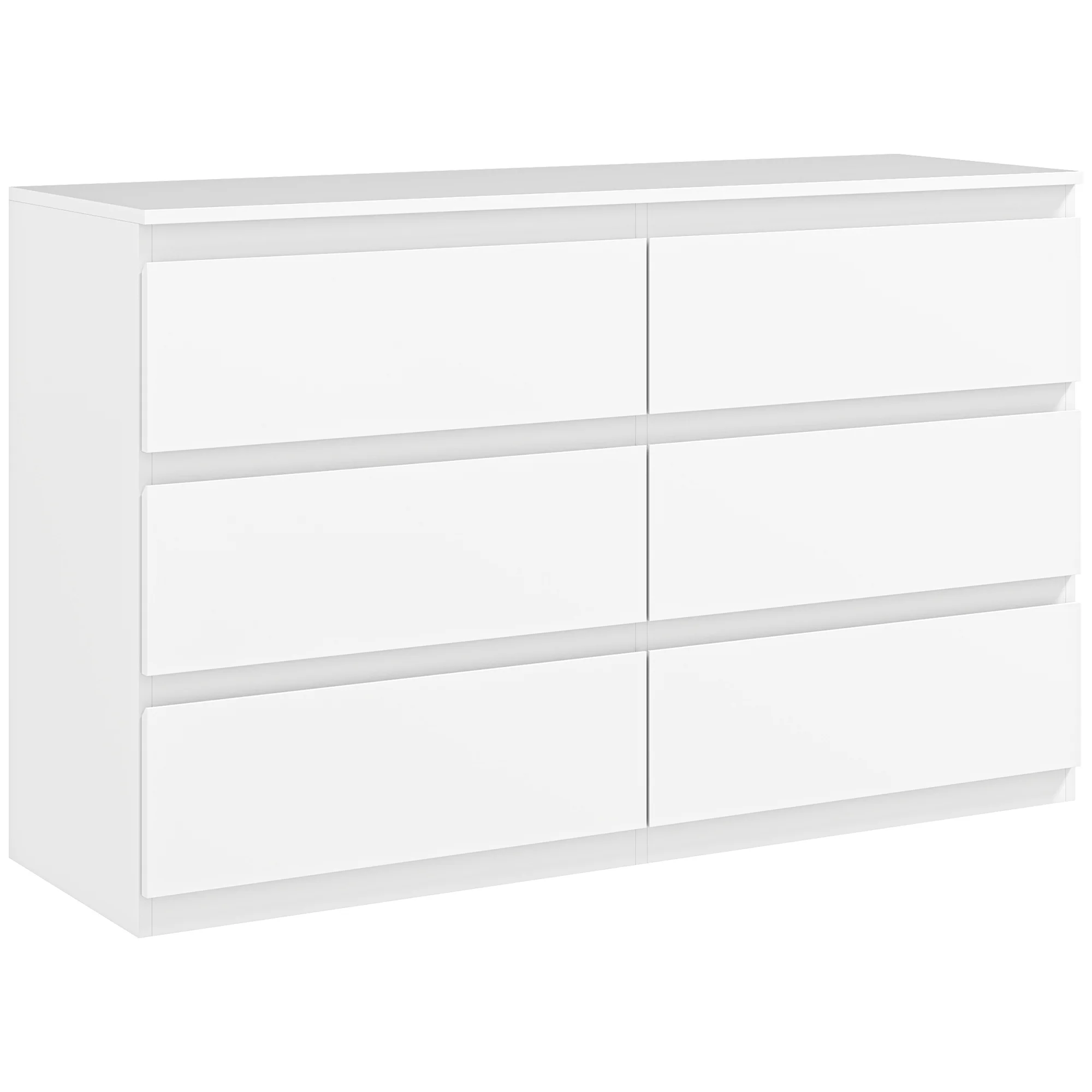 Commode 6 tiroirs commode chambre meuble de rangement épuré style moderne avec mécanisme de fermeture en douceur, pour chambre à coucher, salon - 120 x 39 x 75 cm, blanc - Image 11