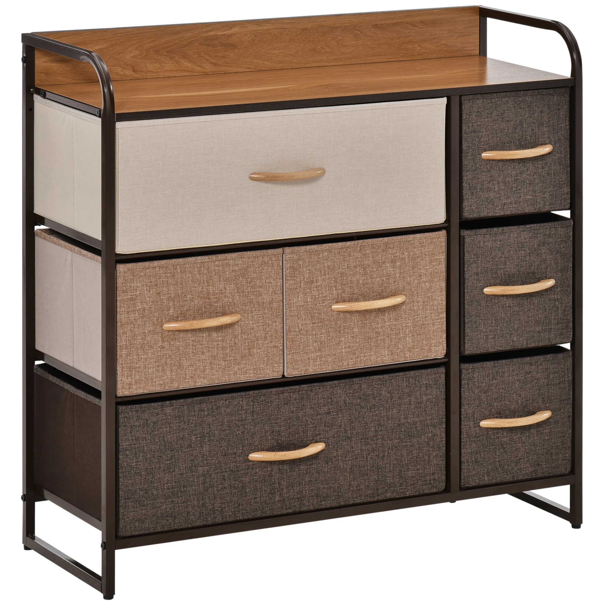 Commode 7 tiroirs meuble de rangement tiroir en tissu pliant - structure acier noir - 80L x 29l x 78,5H cm, chambre, entrée, salon, multicolore