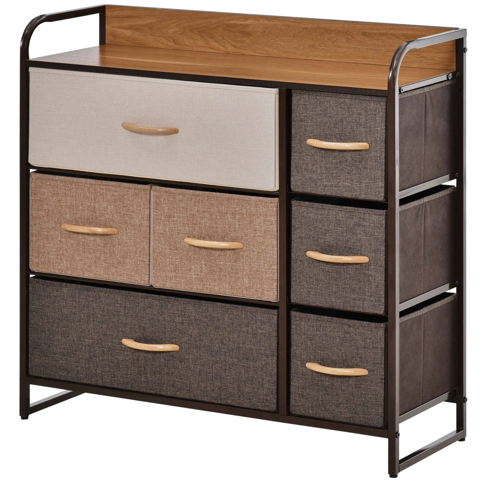 Commode 7 tiroirs meuble de rangement tiroir en tissu pliant - structure acier noir - 80L x 29l x 78,5H cm, chambre, entrée, salon, multicolore - Image 11