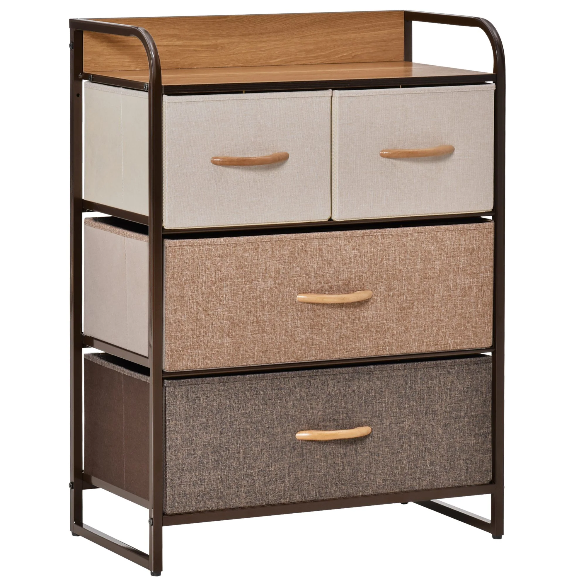 Commode Meuble de Rangement 4 tiroirs en Tissu 58 x 29 x 78,5 cm multicolore - Image 11