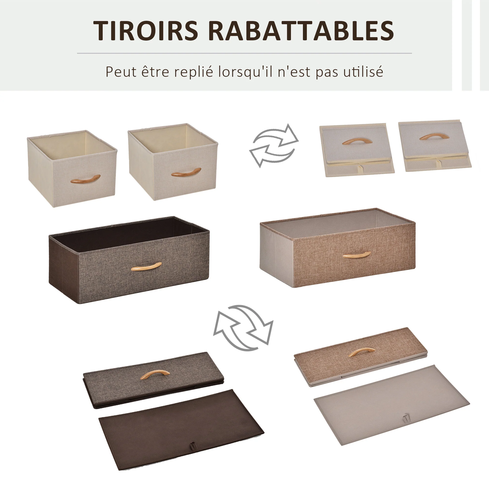 Commode Meuble de Rangement 4 tiroirs en Tissu 58 x 29 x 78,5 cm multicolore - Image 5