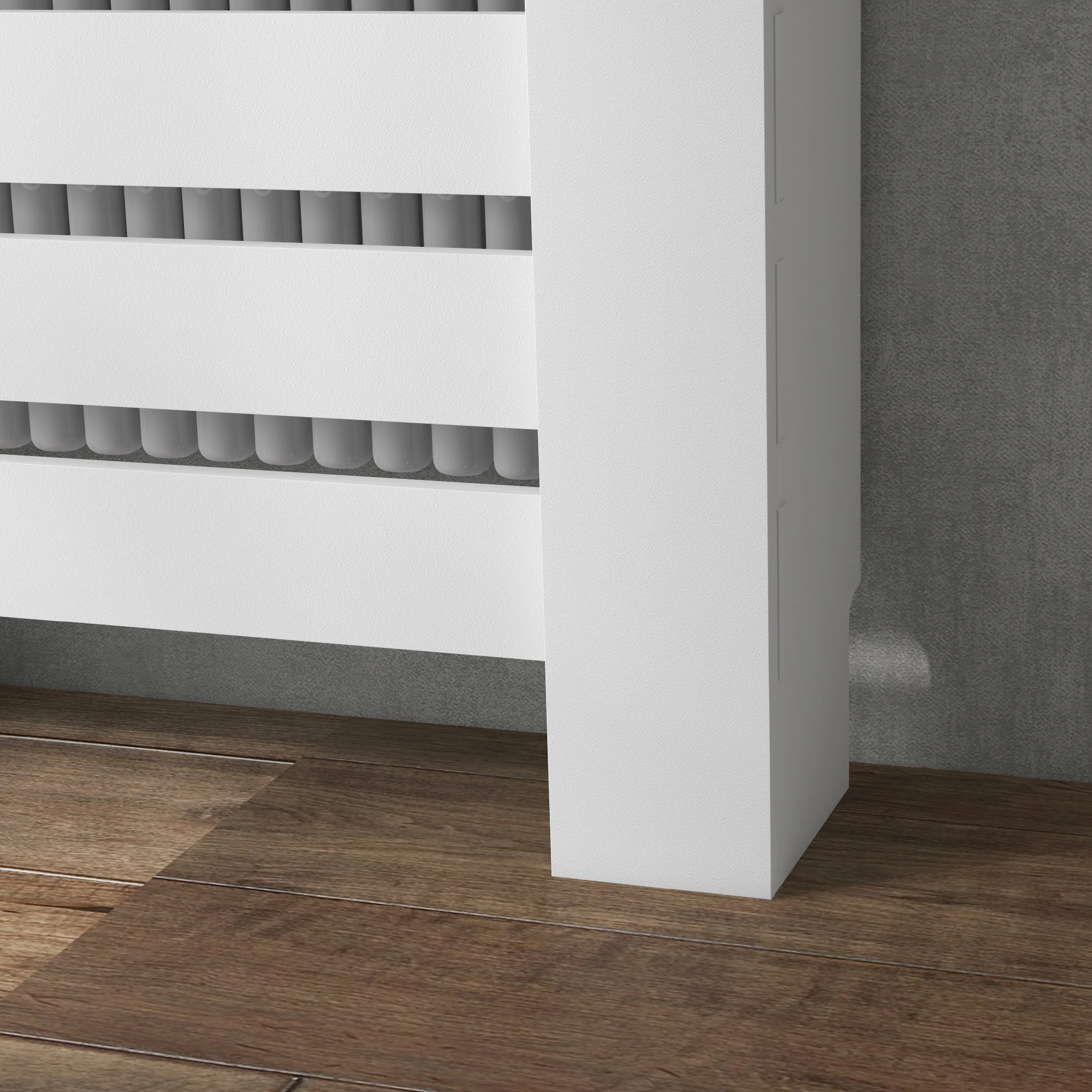 Couvercle de radiateur, cache radiateur, grille à lattes horizontales, avec tiroir, pour salon, chambre à coucher, couloir, en bois, 78 x 19 x 95,5 cm, blanc - Image 10