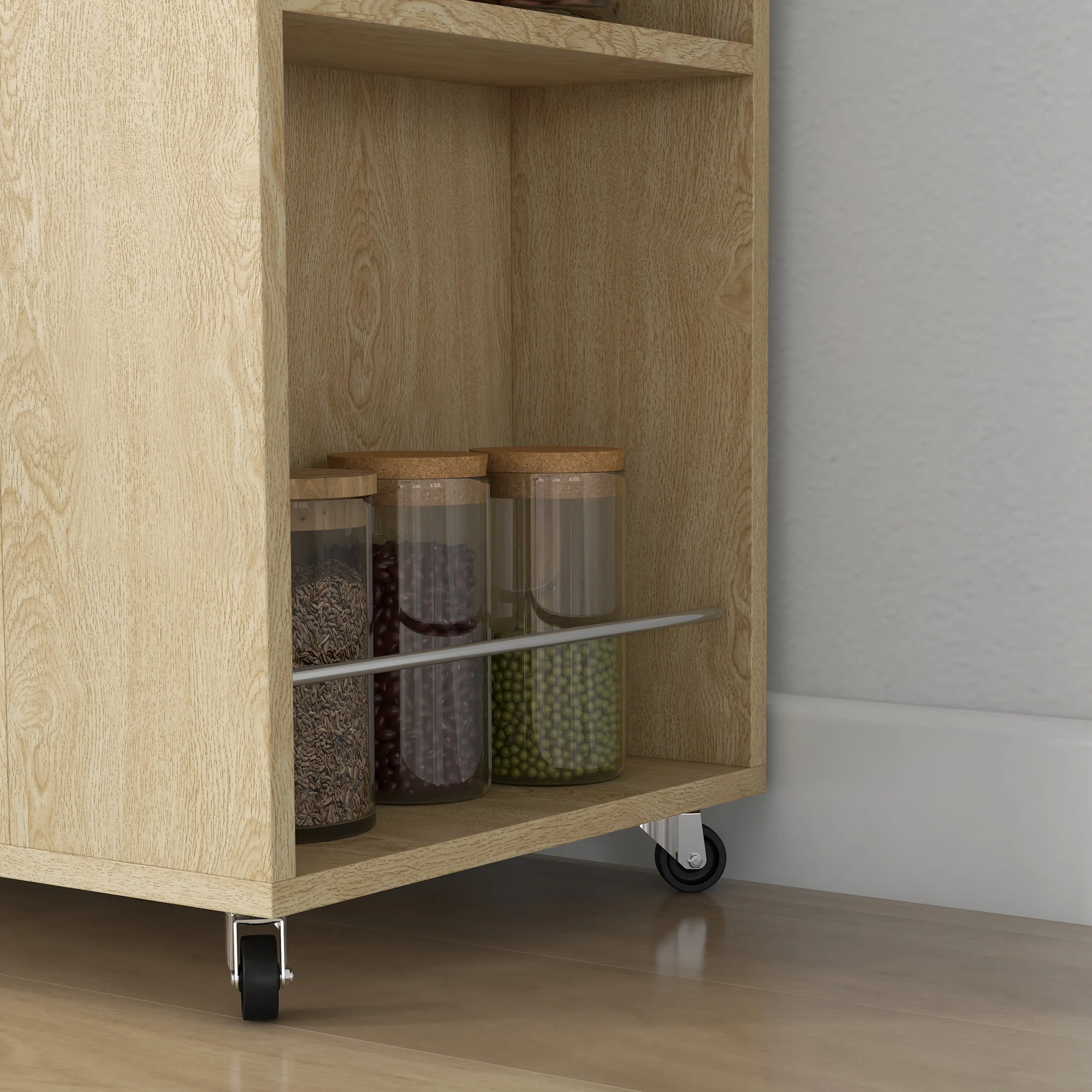 Desserte de cuisine à roulettes chariot de service étagère réglable multi-rangements meuble de rangement pour cuisine et salon 75 x 40 x 80,5 cm naturel noir - Image 10