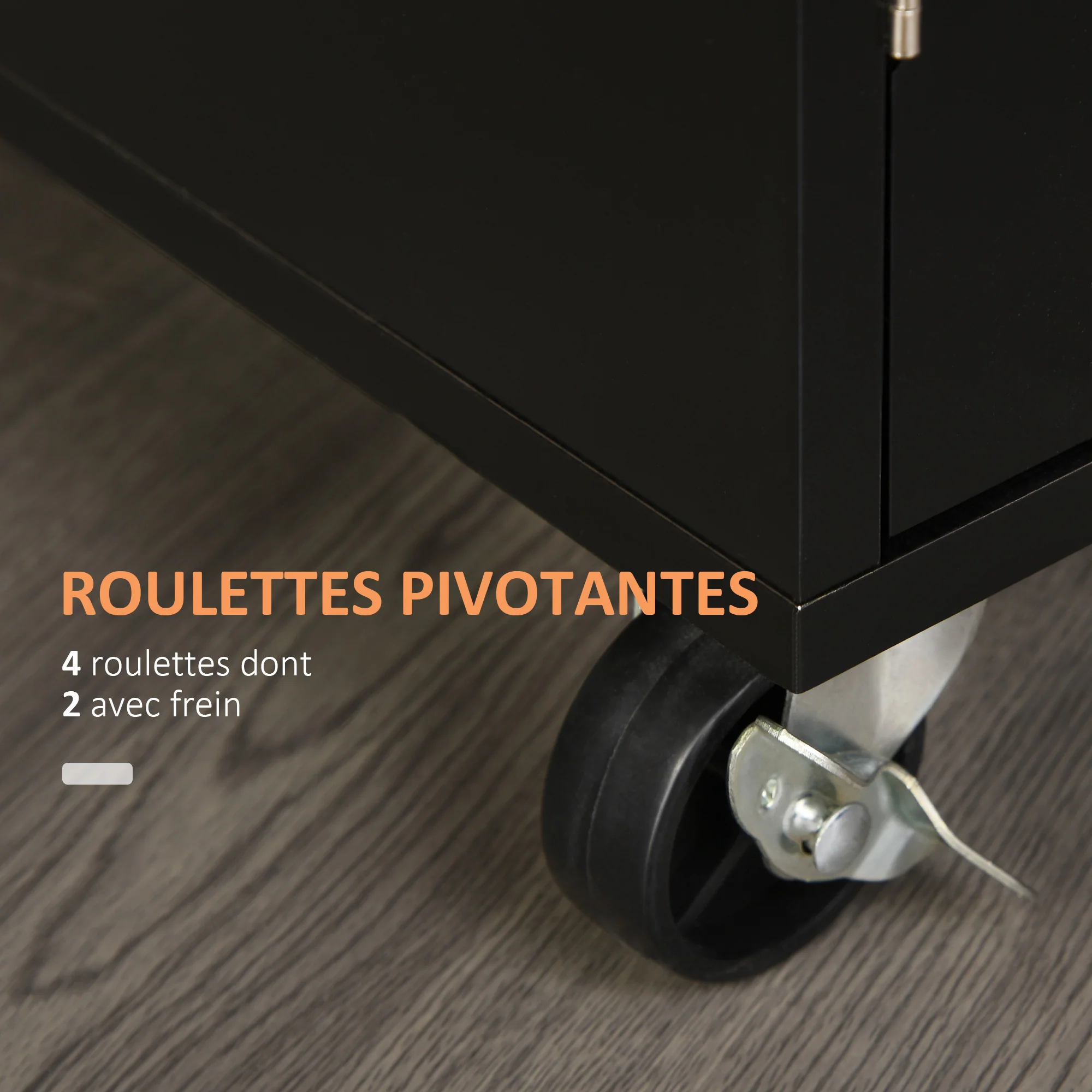 Desserte de cuisine sur roulettes chariot de service Ilot de cuisine avec tiroir de placard et porte-torchons - 83l x 45P x 91,5H cm noir - Image 6