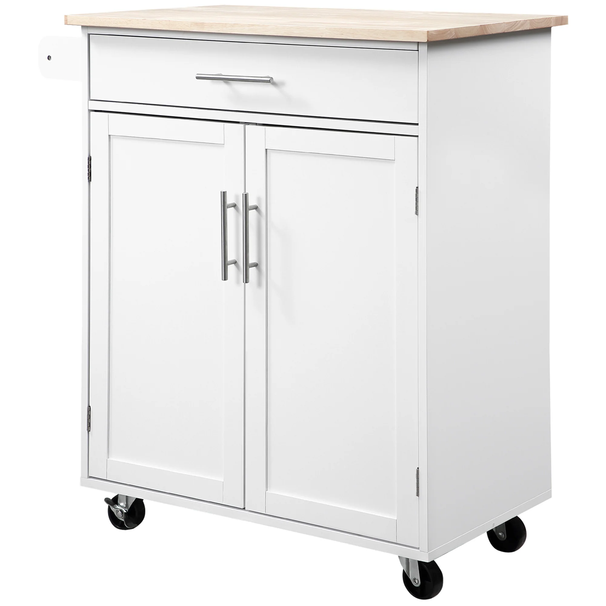Desserte de cuisine sur roulettes chariot de service Ilot de cuisine avec tiroir de placard et porte-torchons - 83l x 45P x 91,5H cm blanc