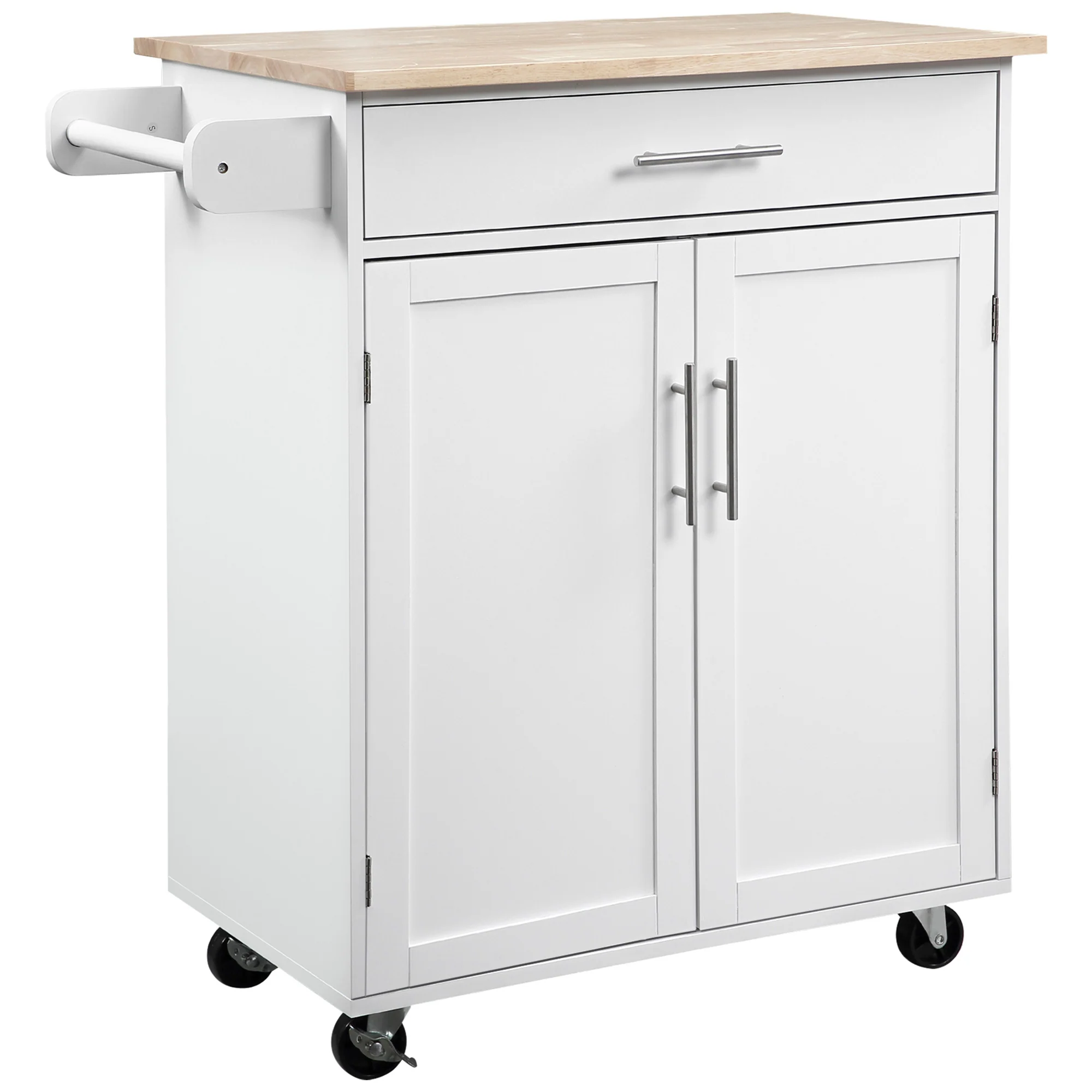Desserte de cuisine sur roulettes chariot de service Ilot de cuisine avec tiroir de placard et porte-torchons - 83l x 45P x 91,5H cm blanc - Image 2