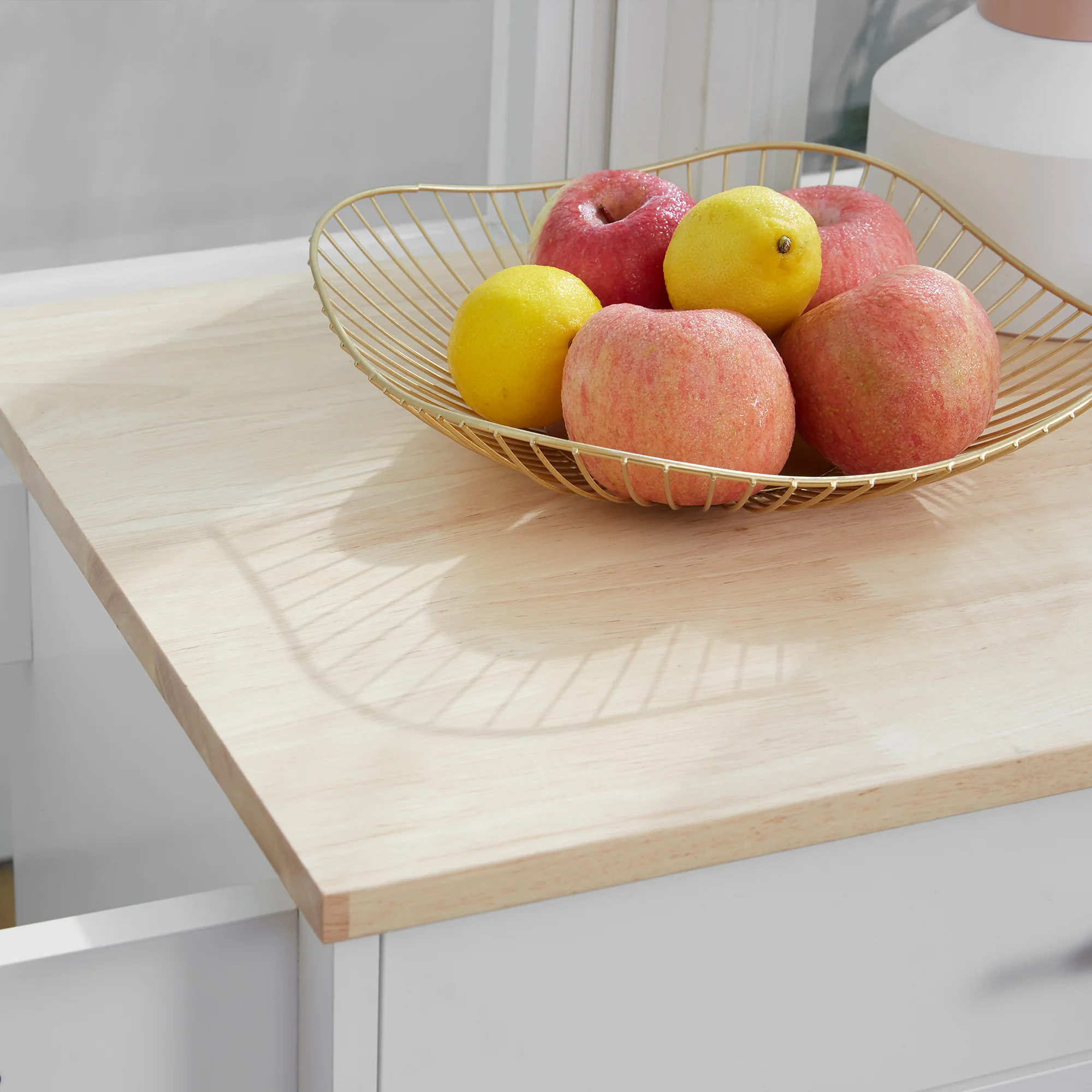 Desserte de cuisine sur roulettes chariot de service Ilot de cuisine avec tiroir de placard et porte-torchons - 83l x 45P x 91,5H cm blanc - Image 9