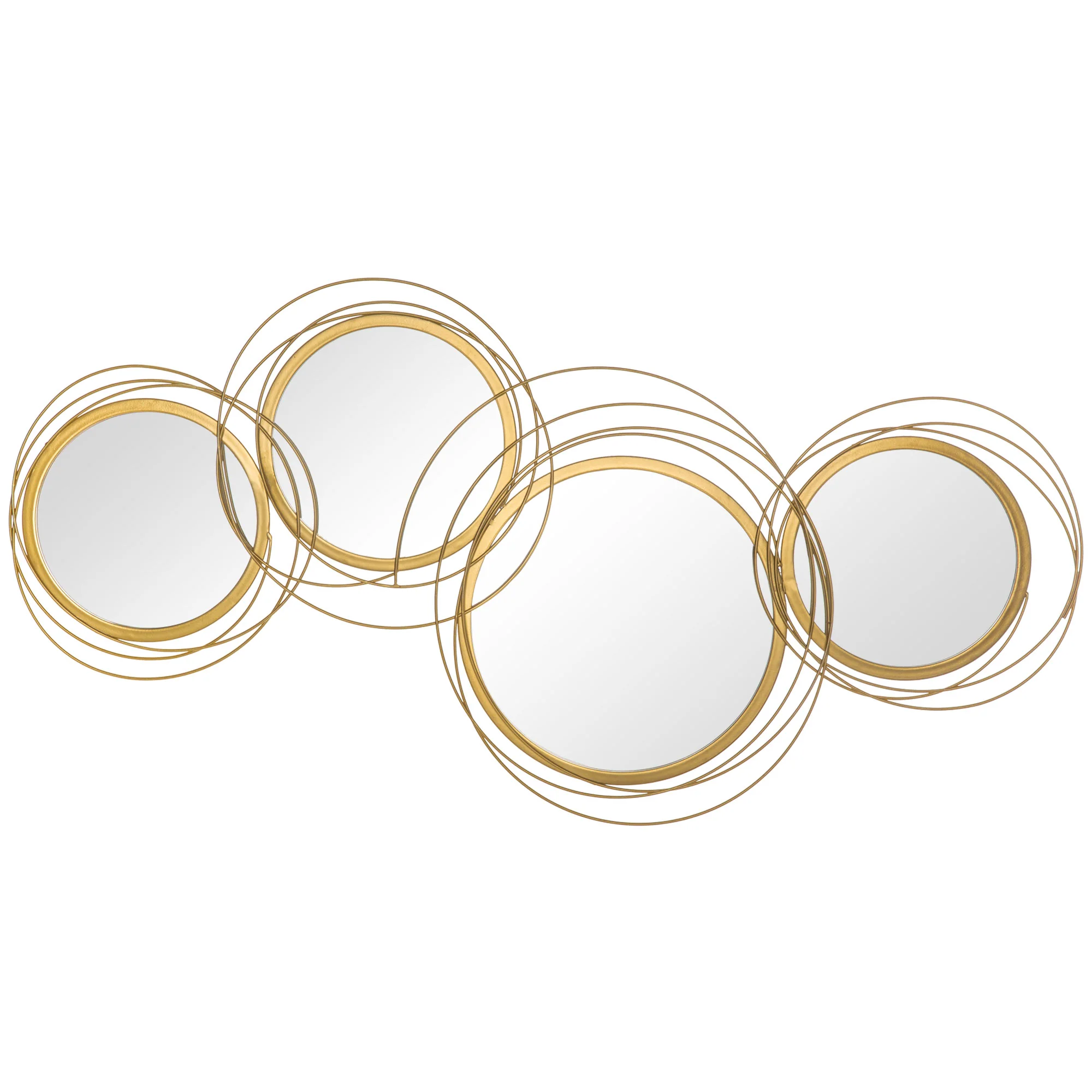 Ensemble de 4 miroirs ronds en métal dorés - 107 x 56 cm - Image 11