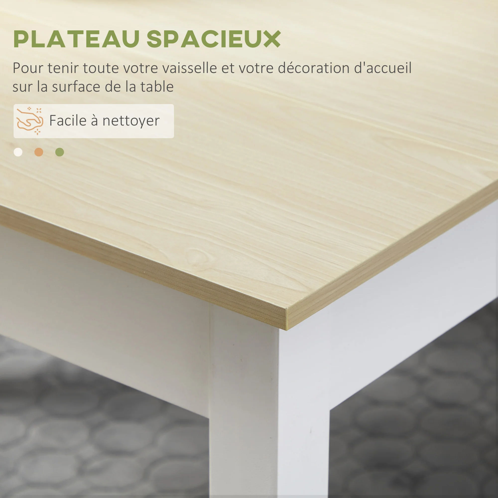 Ensemble table à manger 3 pièces avec 2 bancs encastrables pour 4-6 personnes style contemporain - cuisine salle à manger salon - panneaux de particules - Image 7