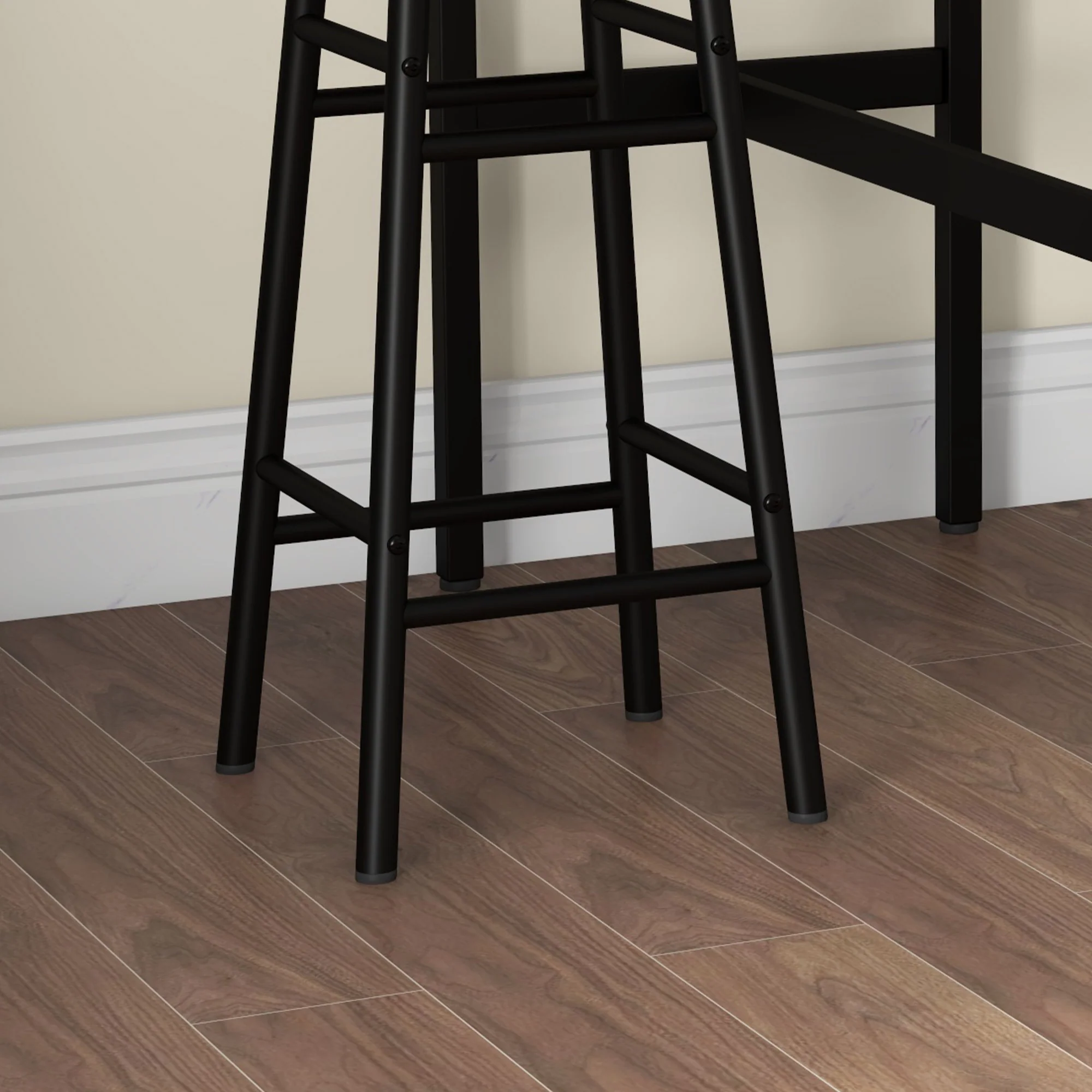 Ensemble table de bar bistrot + 2 tabourets avec repose-pieds table mange-debout structure en acier design industriel table haute de cuisine plateau aspect brun rustique noir - Image 10