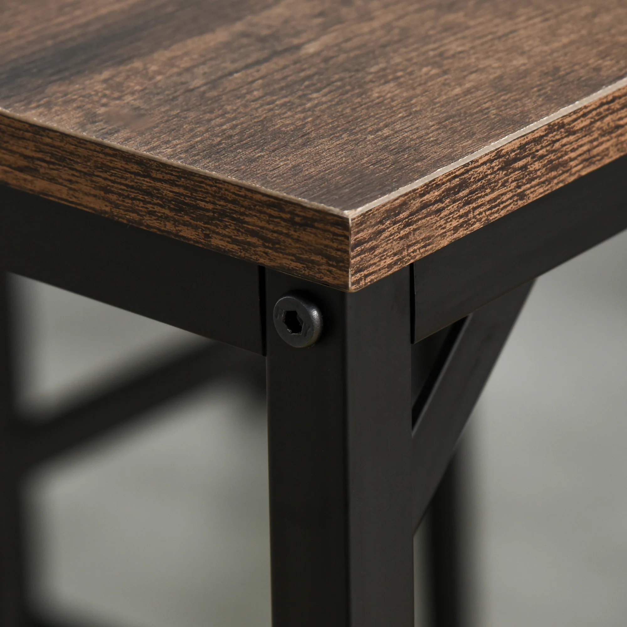 Ensemble Table de Bar Industriel + 4 tabourets Repose-Pieds en Bois couleur Chêne Cadre en métal Noir - Image 9