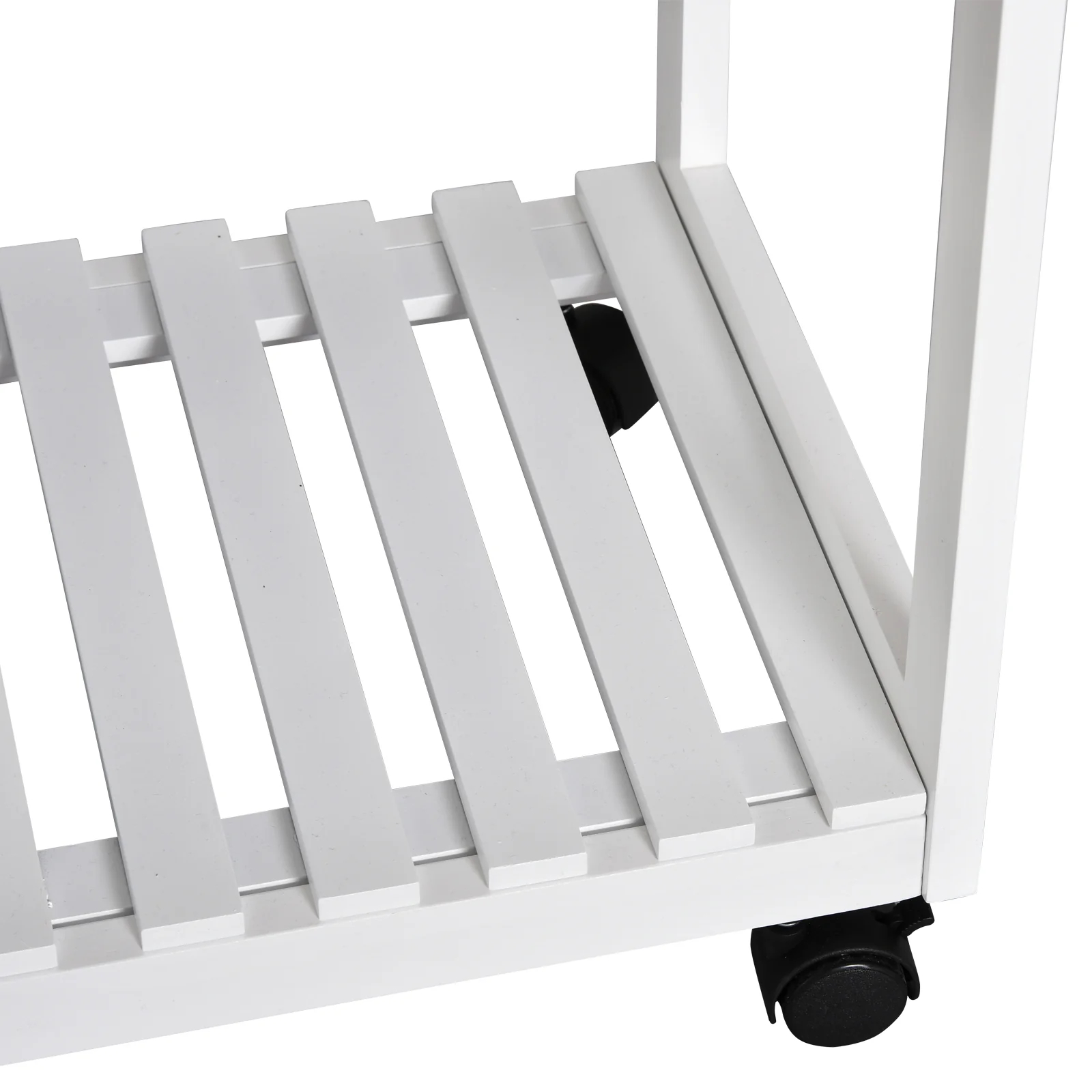 Ensemble Table de Bar Pliable sur roulettes avec étagère et 2 tiroirs + 2 tabourets Bois pin MDF Blanc chêne Clair - Image 9