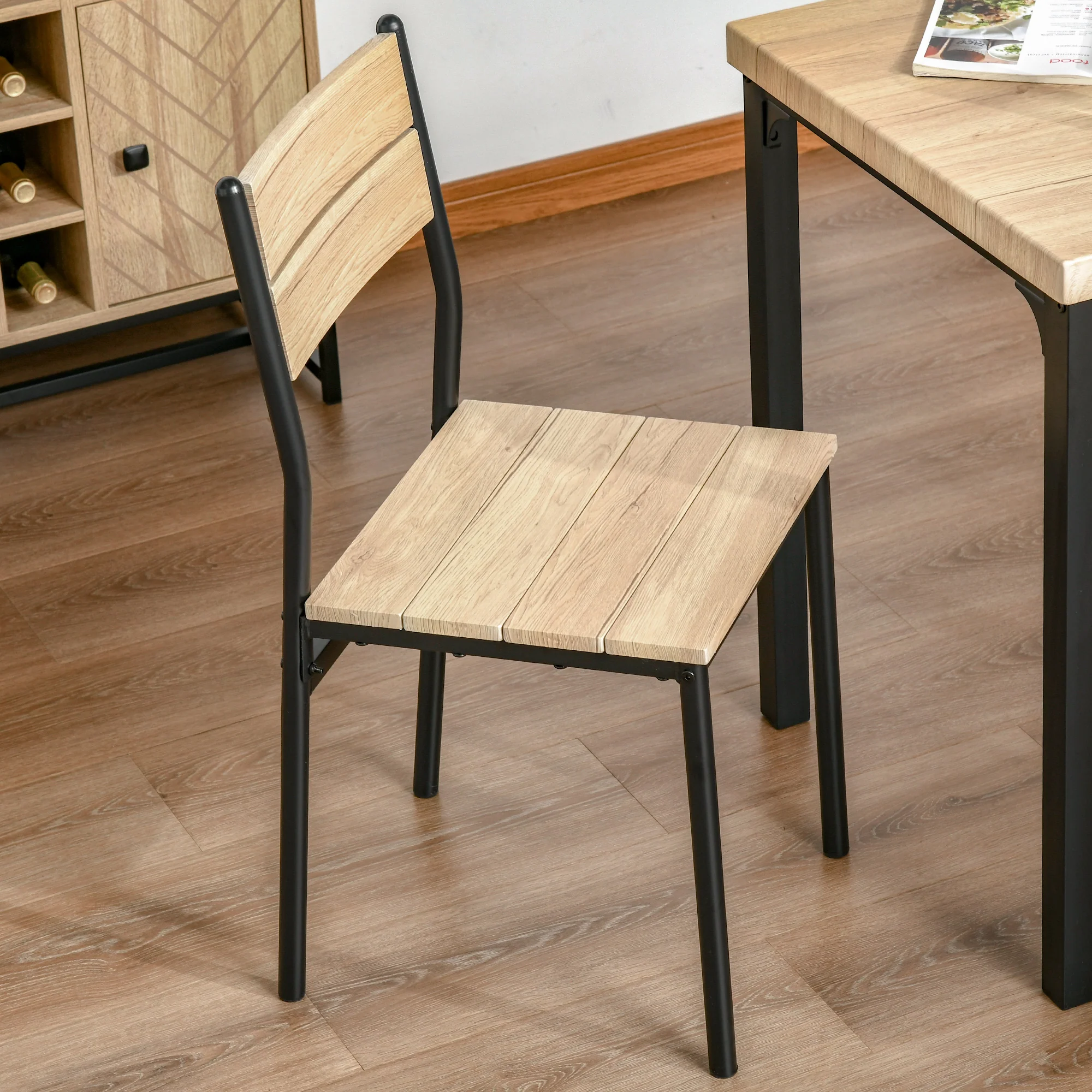 Ensemble table et chaises pour 2 personnes, table de cuisine avec chaises, table à manger 3 pièces avec 2 chaises encastrables, pour cuisine salon maison, bois de chêne clair - Image 10