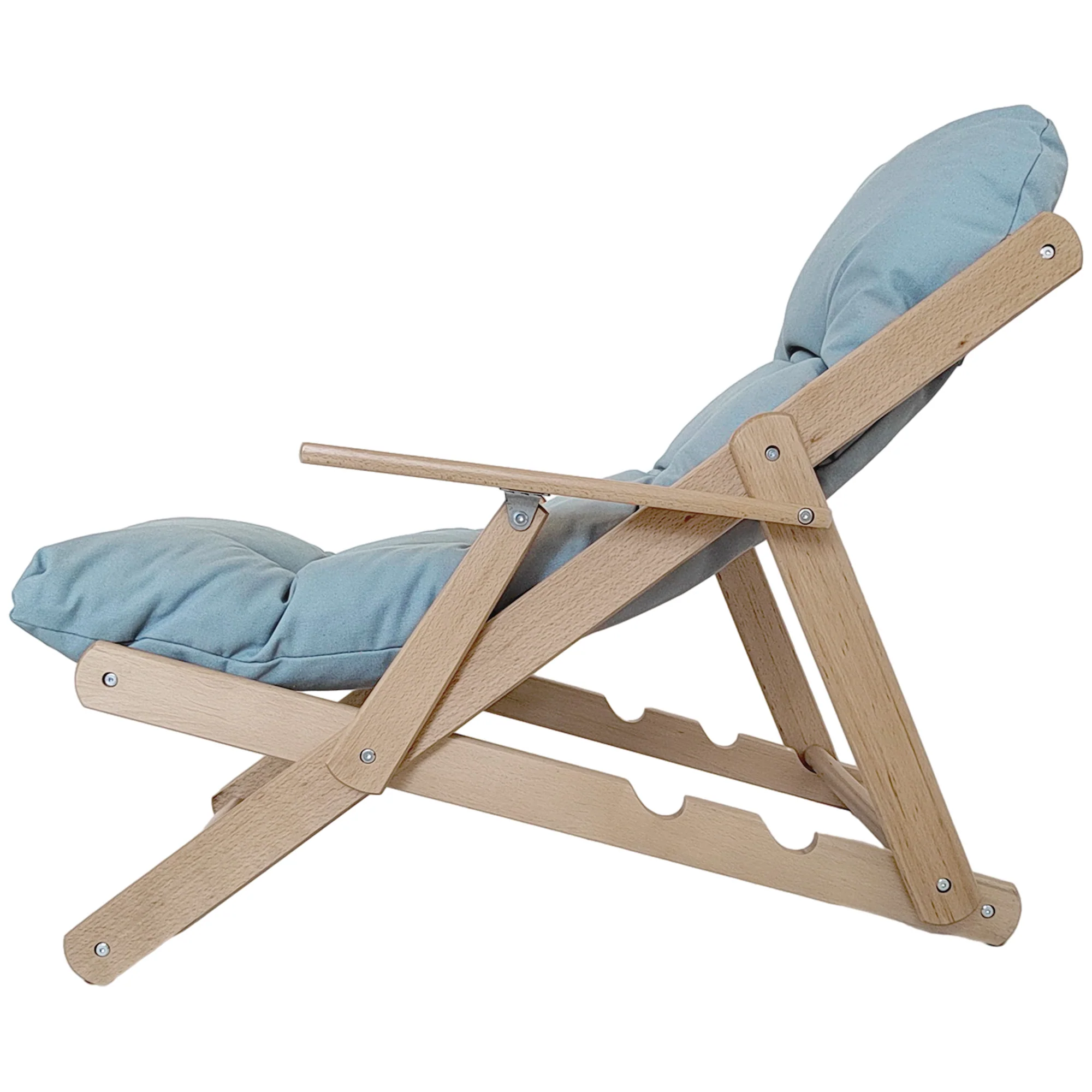 Fauteuil Chaise de Salon Pliable et inclinable en Bois Fauteuil Relax Confortable avec Coussin capitonné épais - 71 x 89 x 96 cm gris - Image 8
