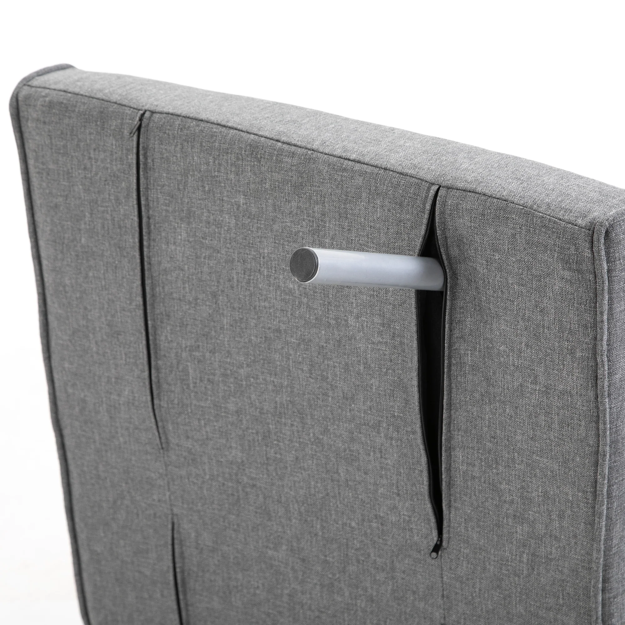 Fauteuil chauffeuse canapé-lit Convertible 1 Place déhoussable Grand Confort Coussin Pieds accoudoirs métal Lin Gris Clair - Image 10