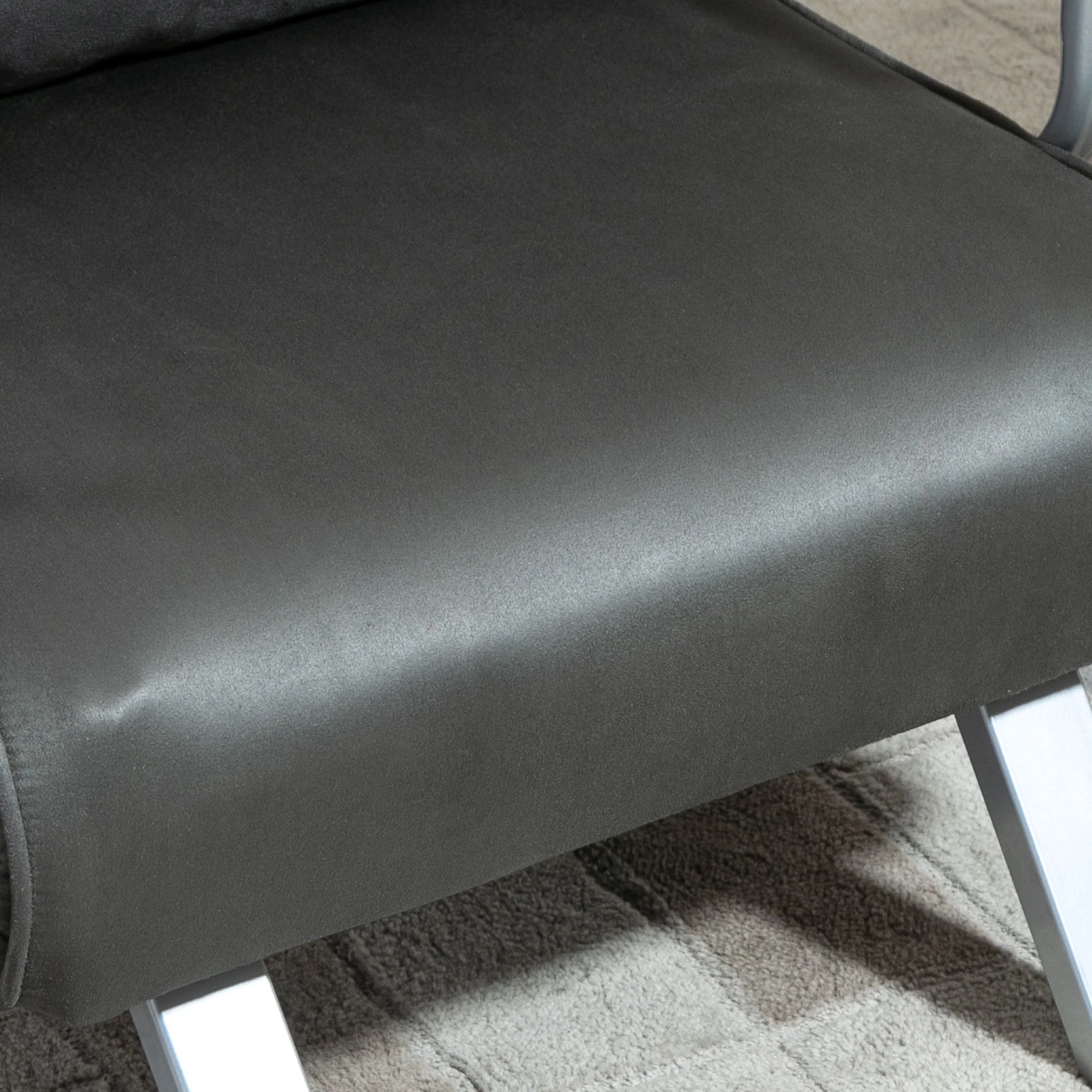 Fauteuil chauffeuse canapé-lit Convertible 1 Place déhoussable Grand Confort Coussin Pieds accoudoirs métal suède Gris - Image 10