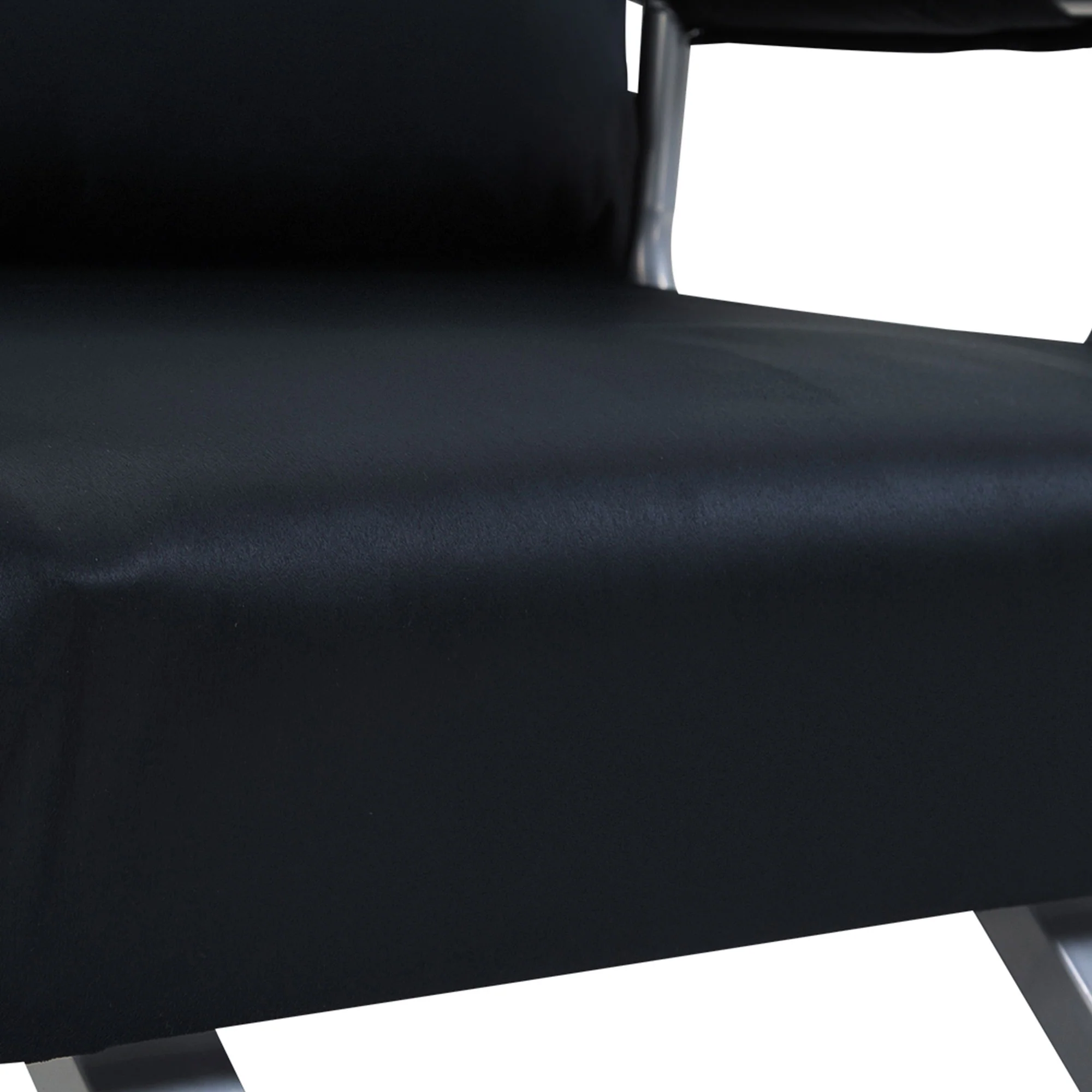Fauteuil chauffeuse canapé-lit Convertible 1 Place déhoussable Grand Confort Coussin Pieds accoudoirs métal suède Noir - Image 10