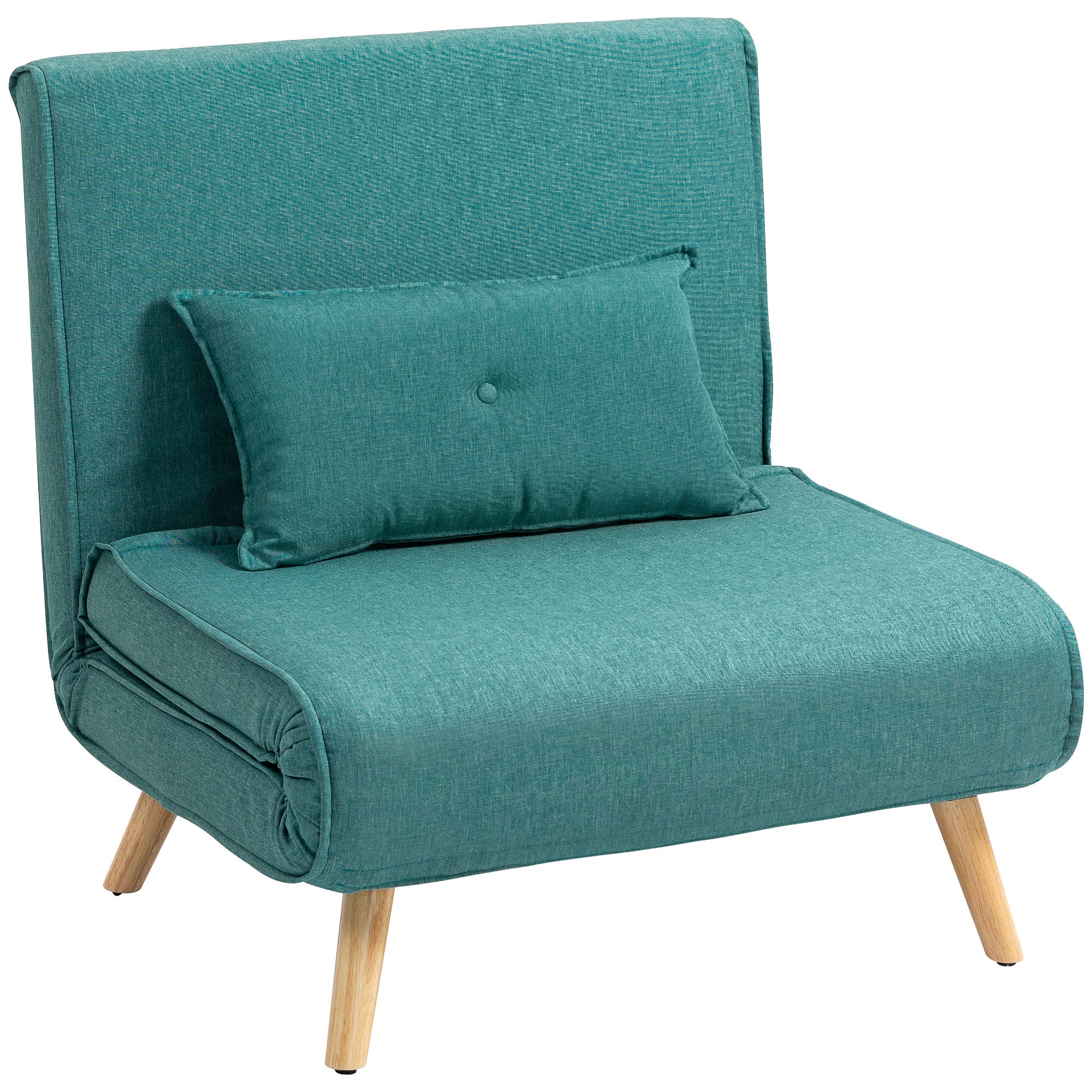 Fauteuil convertible 1 place 3 en 1, chauffeuse et fauteuil lit avec dossier réglable en 5 positions, oreiller inclus, canapé-lit clic-clac pour invités, salon, bureau, vert - Image 2