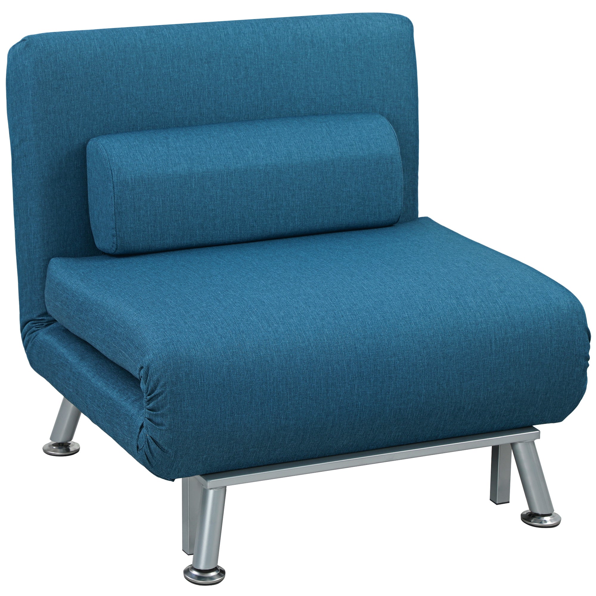 Fauteuil convertible 1 place chauffeuse 3 en 1 fauteuil lit avec dossier réglable en 5 positions, coussin inclus, canapé-lit 1 place pour invités, salon, charge 150 kg bleu - Image 11