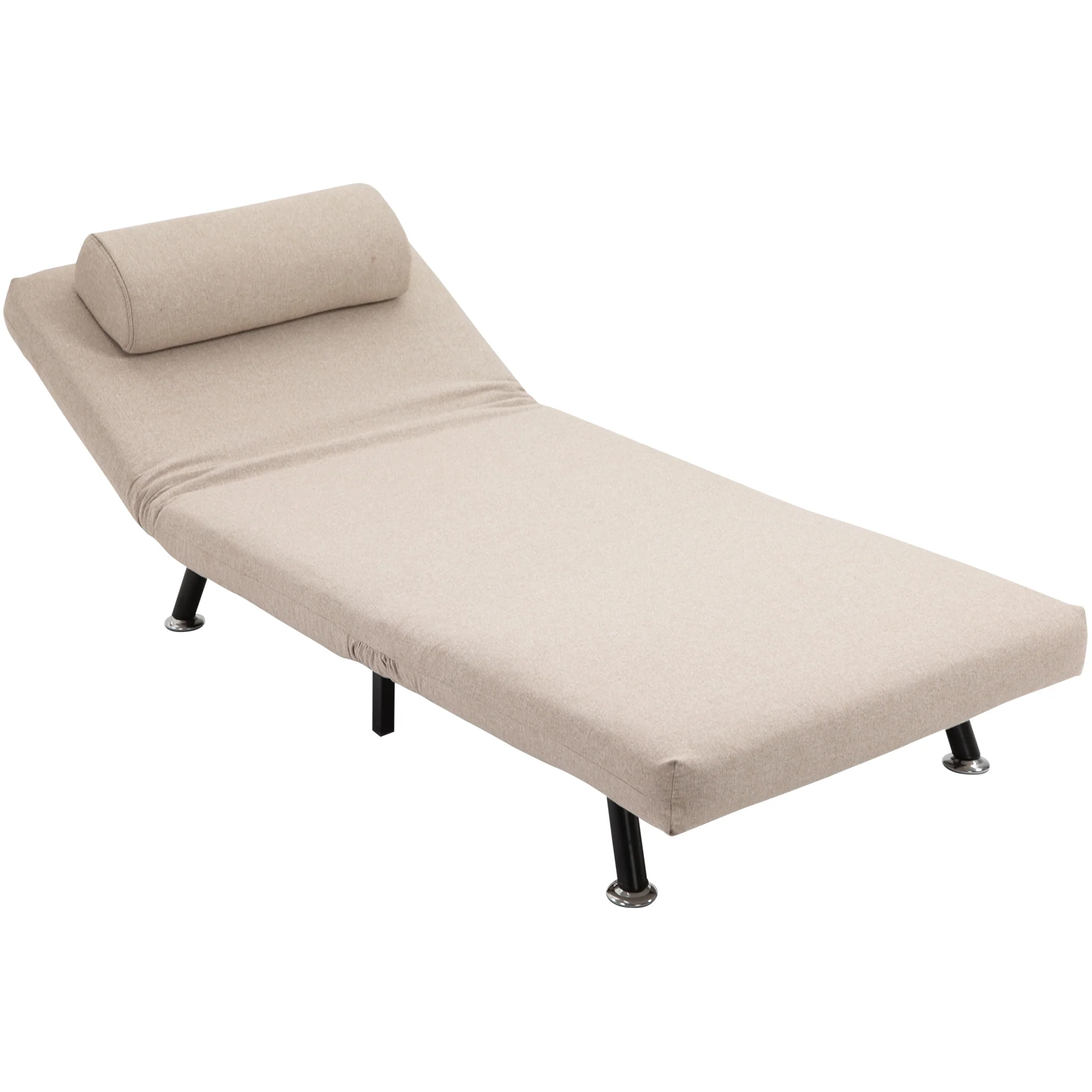 Fauteuil convertible 1 place chauffeuse 3 en 1 fauteuil lit avec dossier réglable en 5 positions, coussin inclus, canapé-lit 1 place pour invités, salon, charge 150 kg beige
