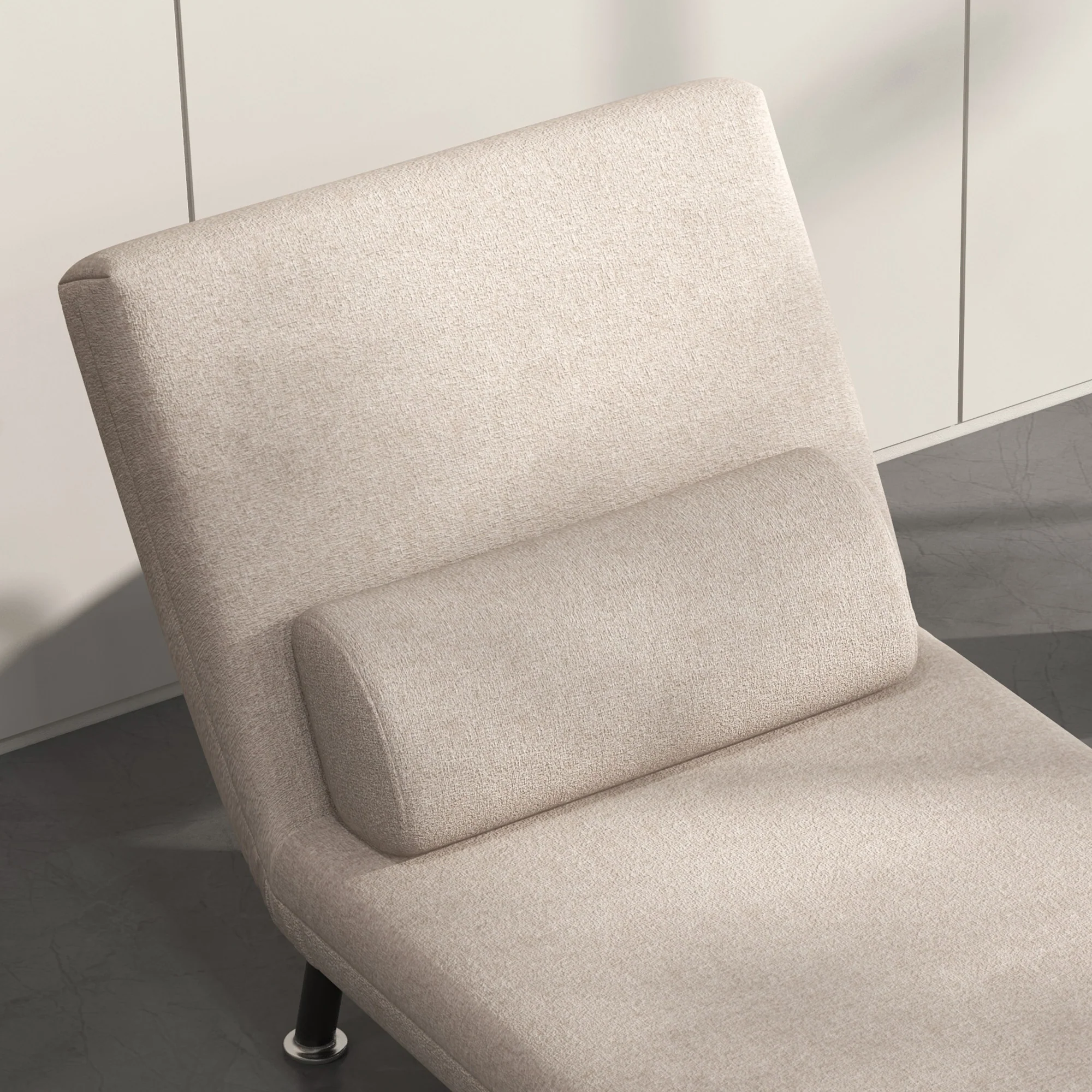 Fauteuil convertible 1 place chauffeuse 3 en 1 fauteuil lit avec dossier réglable en 5 positions, coussin inclus, canapé-lit 1 place pour invités, salon, charge 150 kg beige - Image 10