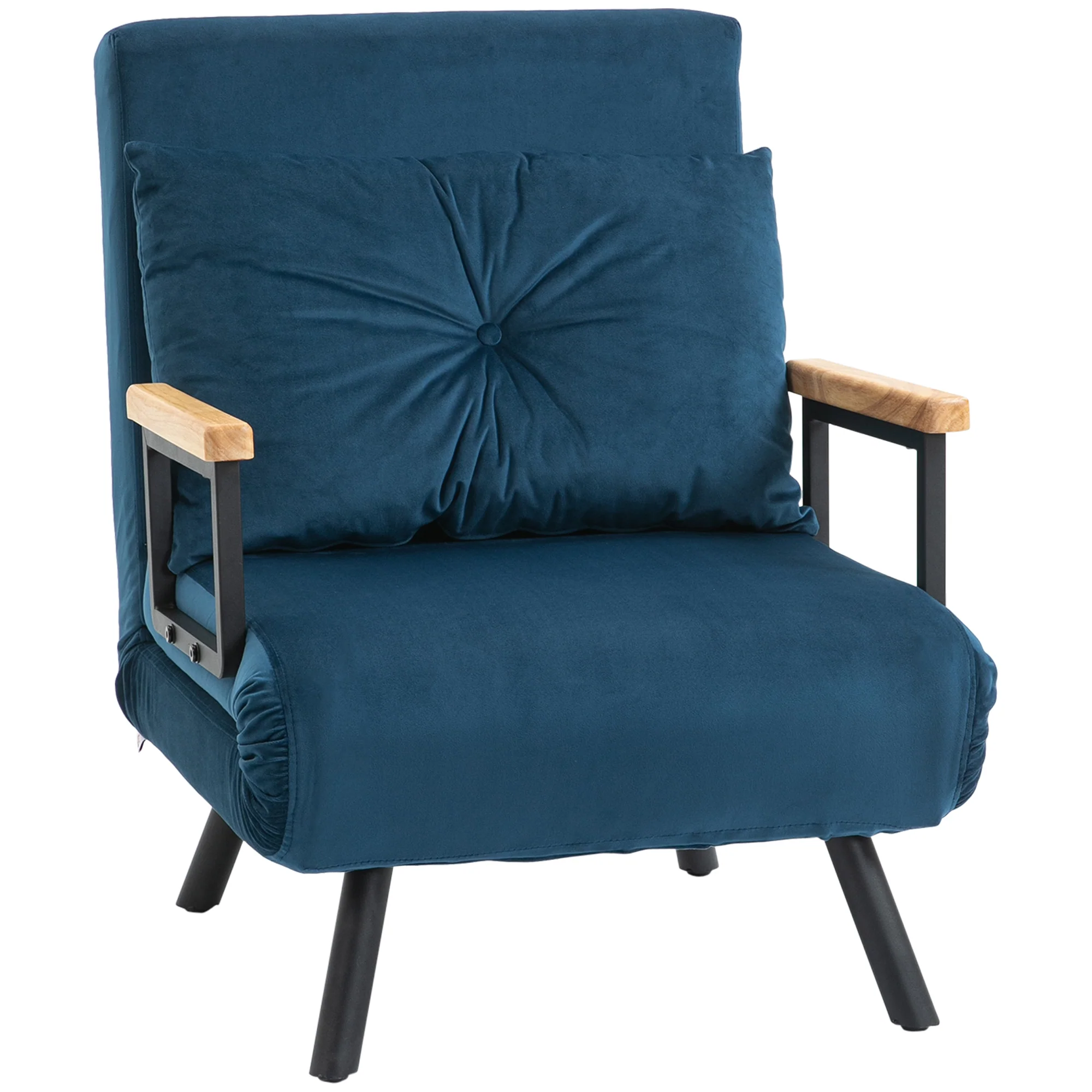 Fauteuil convertible 1 place chauffeuse 4 en 1 canapé convertible fauteuil lit avec dossier réglable en 5 positions, coussin inclus, canapé-lit 1 place pour invités, salon, charge 120 kg bleu - Image 2