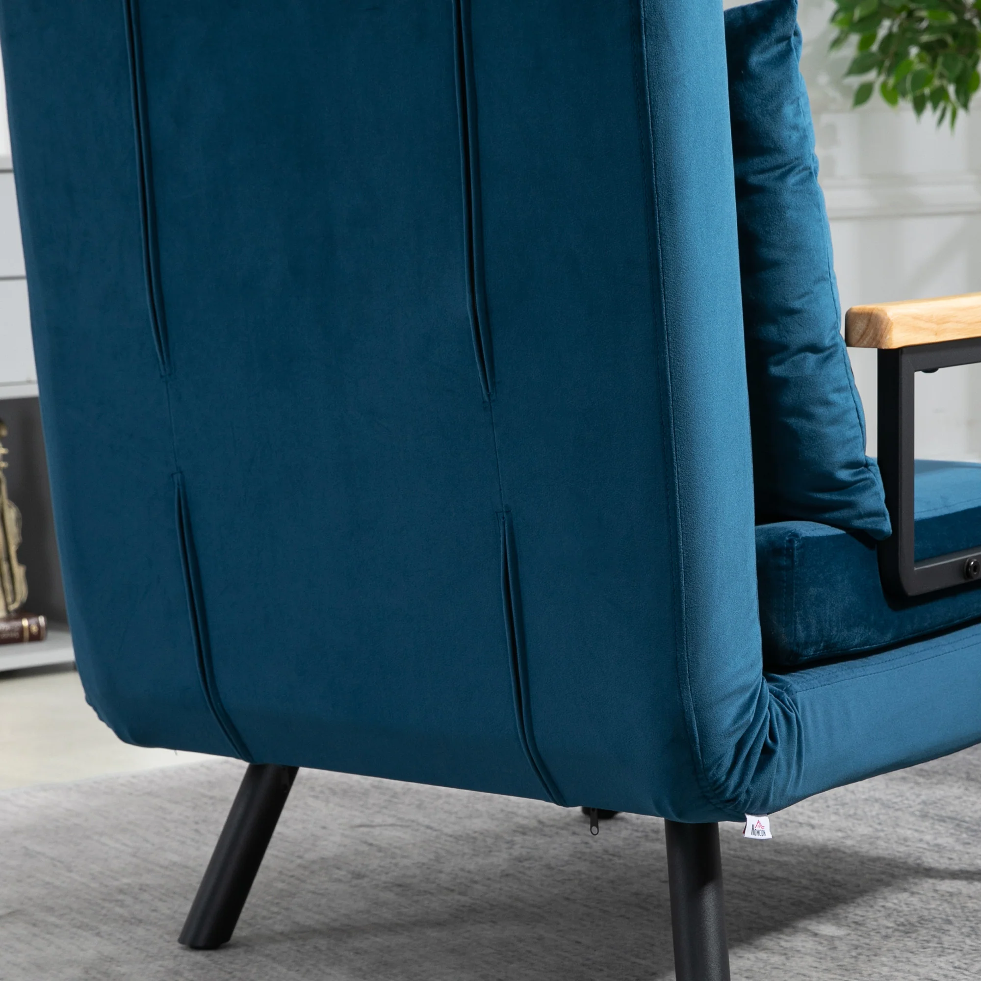 Fauteuil convertible 1 place chauffeuse 4 en 1 canapé convertible fauteuil lit avec dossier réglable en 5 positions, coussin inclus, canapé-lit 1 place pour invités, salon, charge 120 kg bleu - Image 9