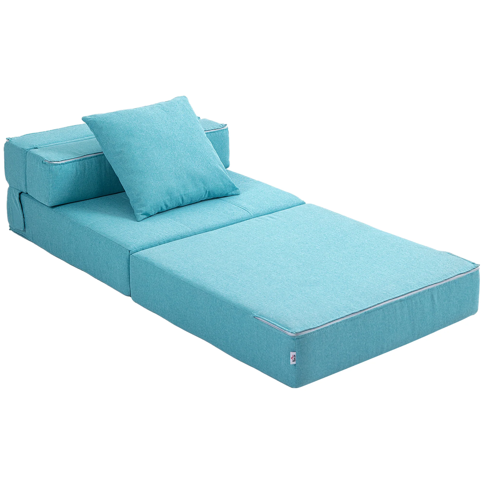 Fauteuil convertible 1 place fauteuil lit chauffeuse 1 place - coussin déhoussable inclus - chaise de sol pour invités, salon, charge 120 kg, bleu