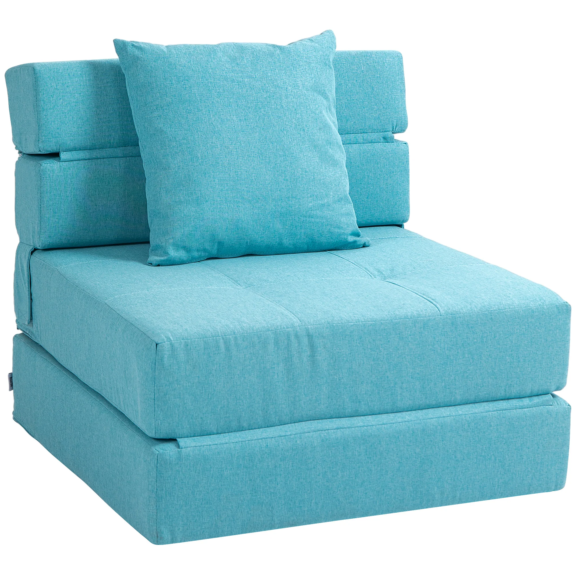 Fauteuil convertible 1 place fauteuil lit chauffeuse 1 place - coussin déhoussable inclus - chaise de sol pour invités, salon, charge 120 kg, bleu - Image 11