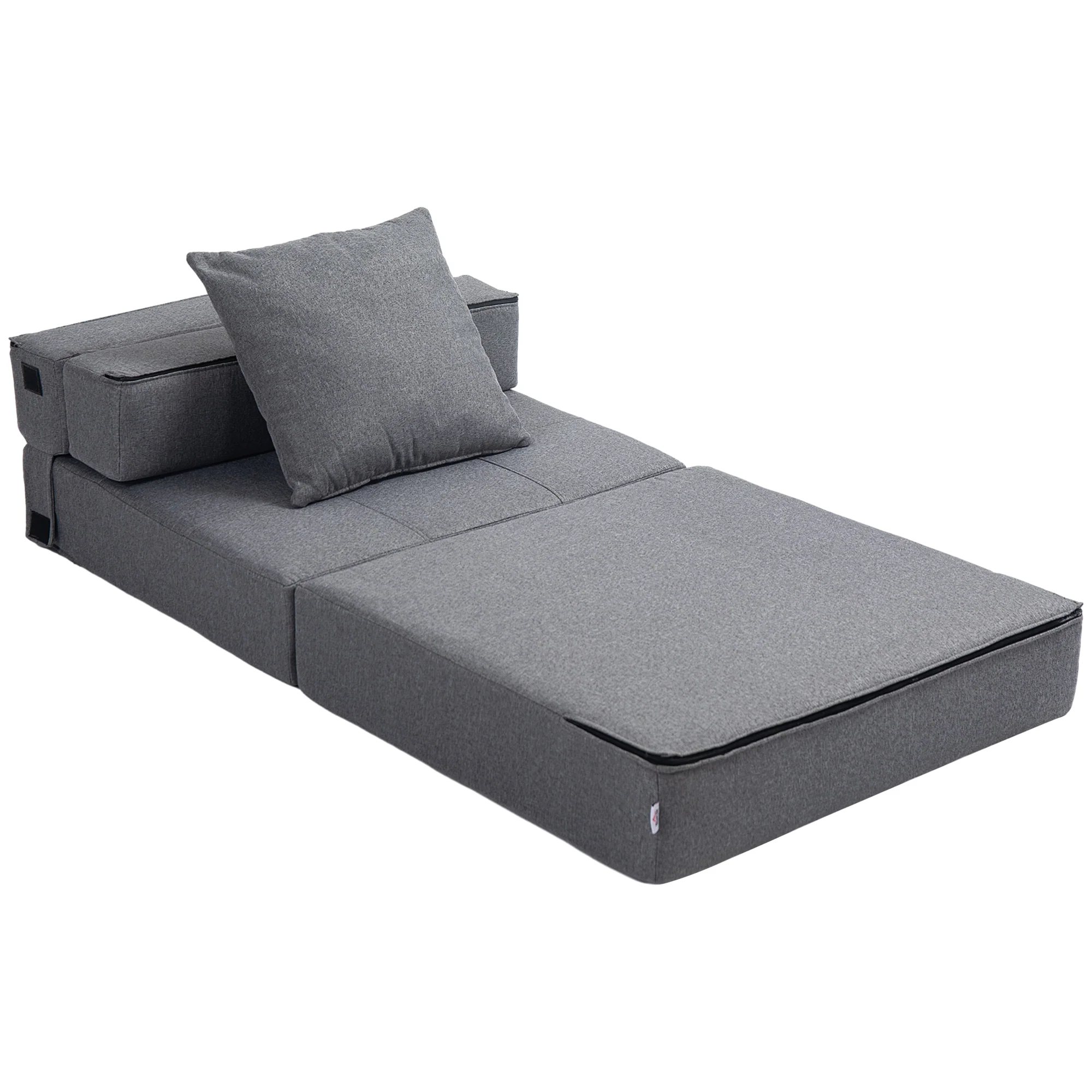 Fauteuil convertible 1 place fauteuil lit chauffeuse 1 place - coussin déhoussable inclus - chaise de sol pour invités, salon, charge 120 kg, gris foncé