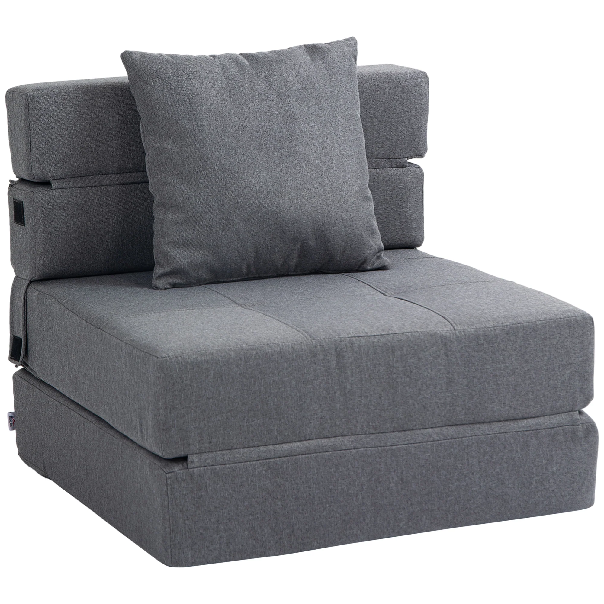 Fauteuil convertible 1 place fauteuil lit chauffeuse 1 place - coussin déhoussable inclus - chaise de sol pour invités, salon, charge 120 kg, gris foncé - Image 11