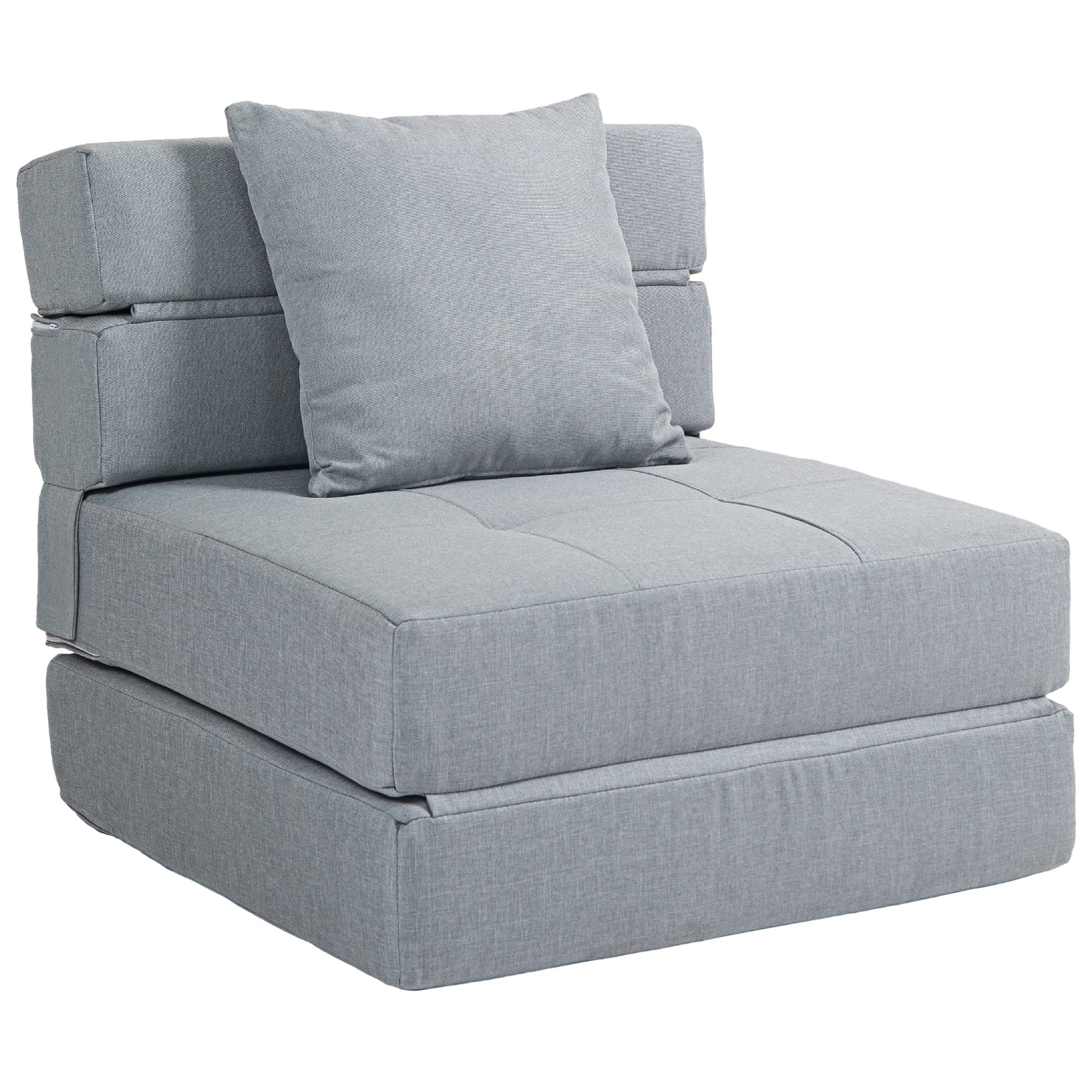 Fauteuil convertible 1 place fauteuil lit chauffeuse 1 place - coussin déhoussable inclus - chaise de sol pour invités, salon, charge 120 kg, gris clair - Image 11